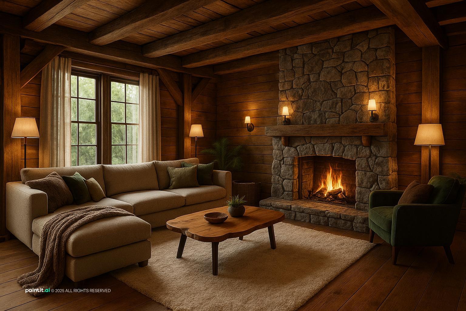 Warm Rustic Modern Living Room: Design Ideas | Paintit.ai - 20