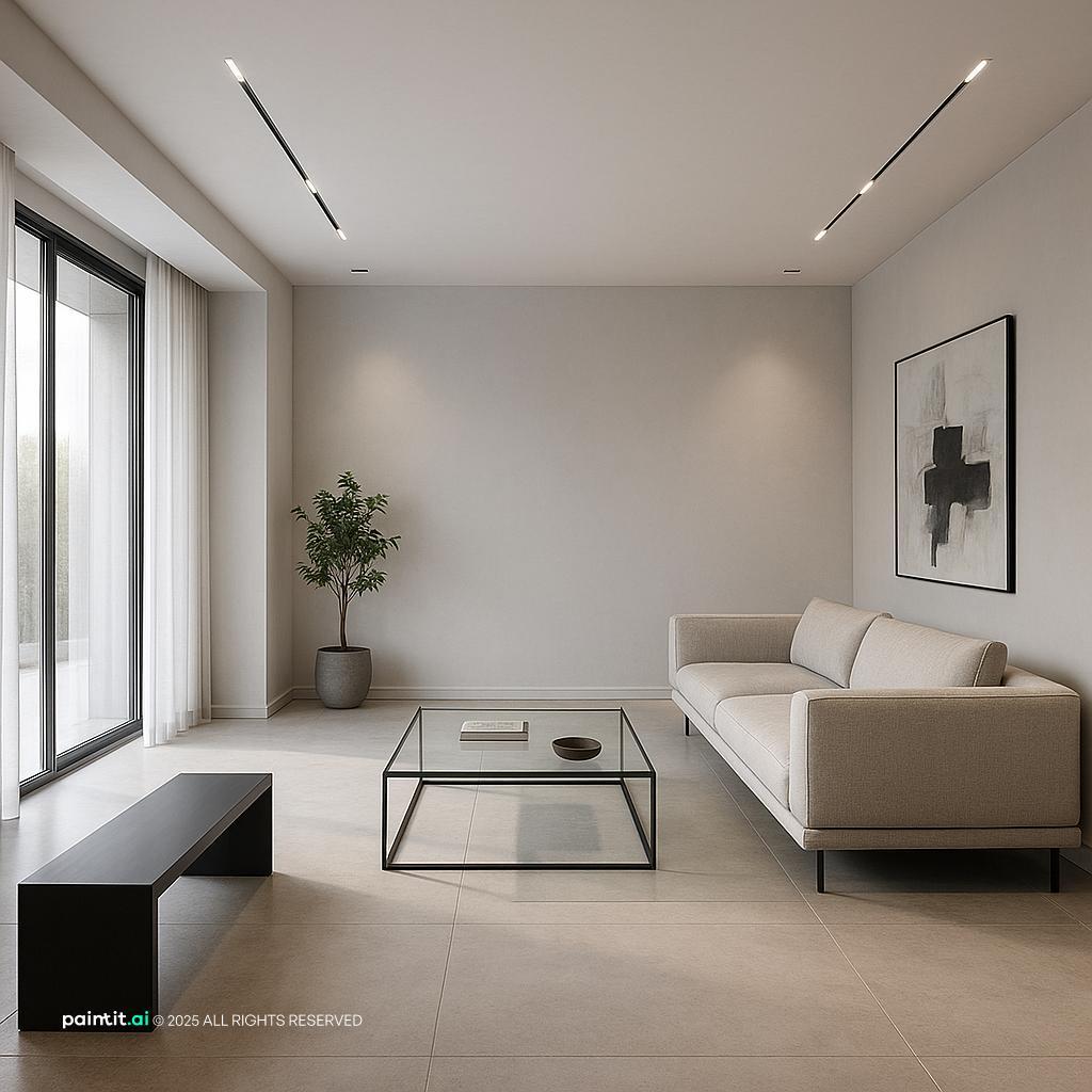 Ultra modern compact living room with clean storage