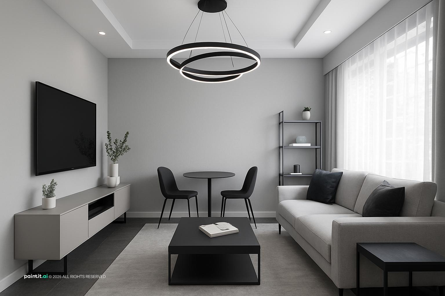 White Gray Brown Living Room - Design Ideas | Paintit.ai - 30