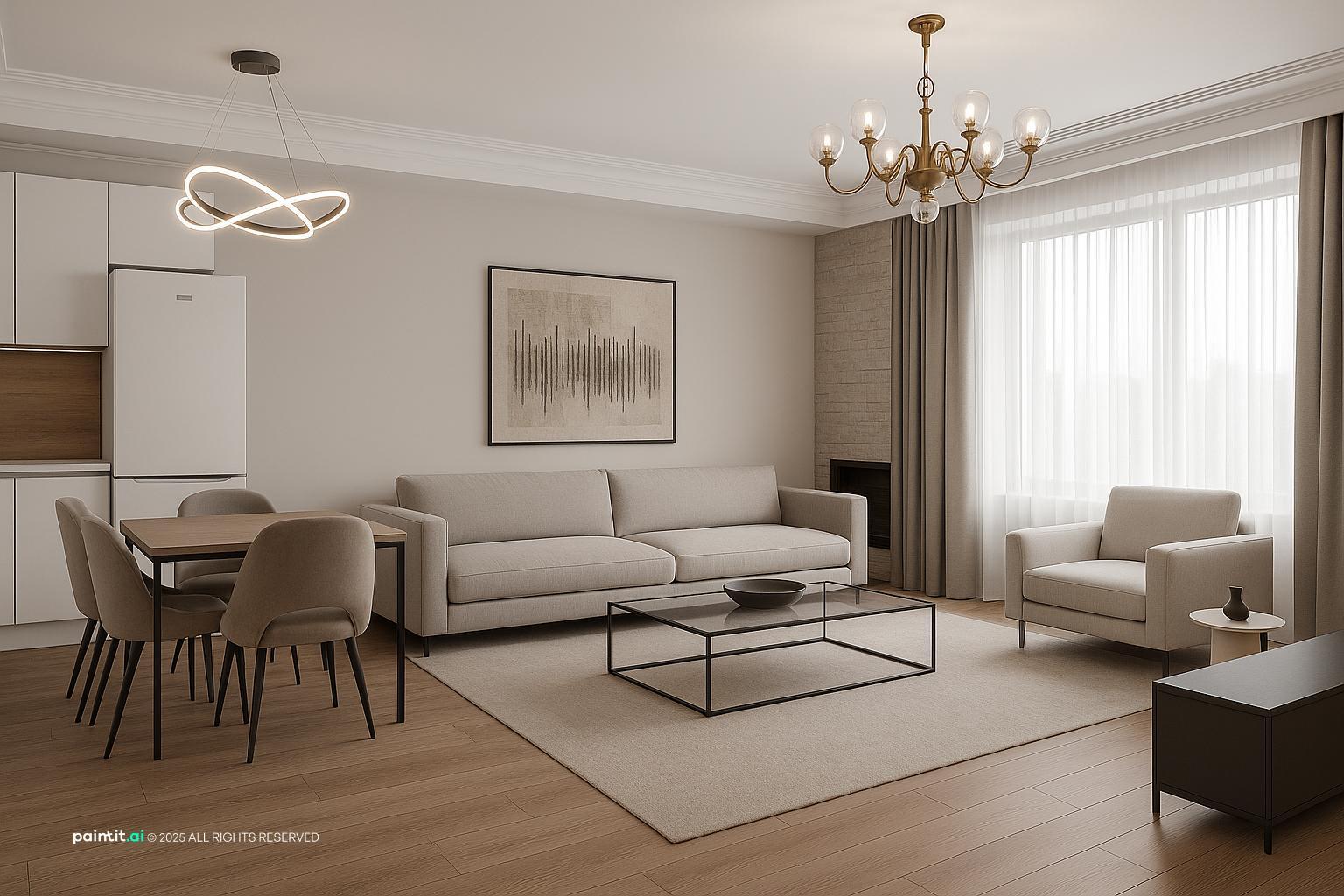 Modern Grey and Beige Living Room - Design & Inspiration | Paintit.ai - 20