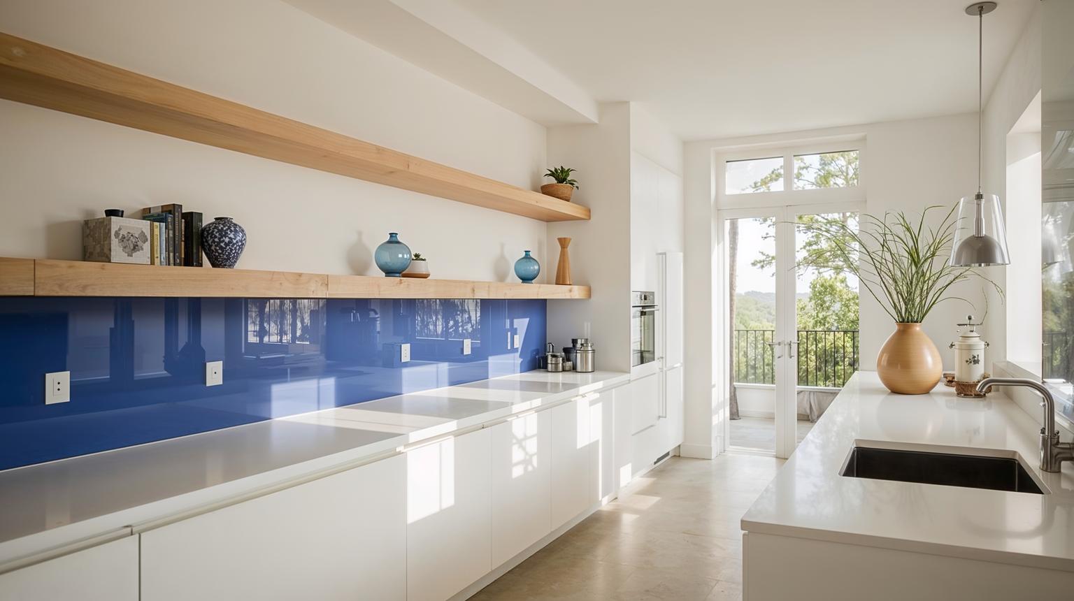 Open Shelving with Royal Blue Accents