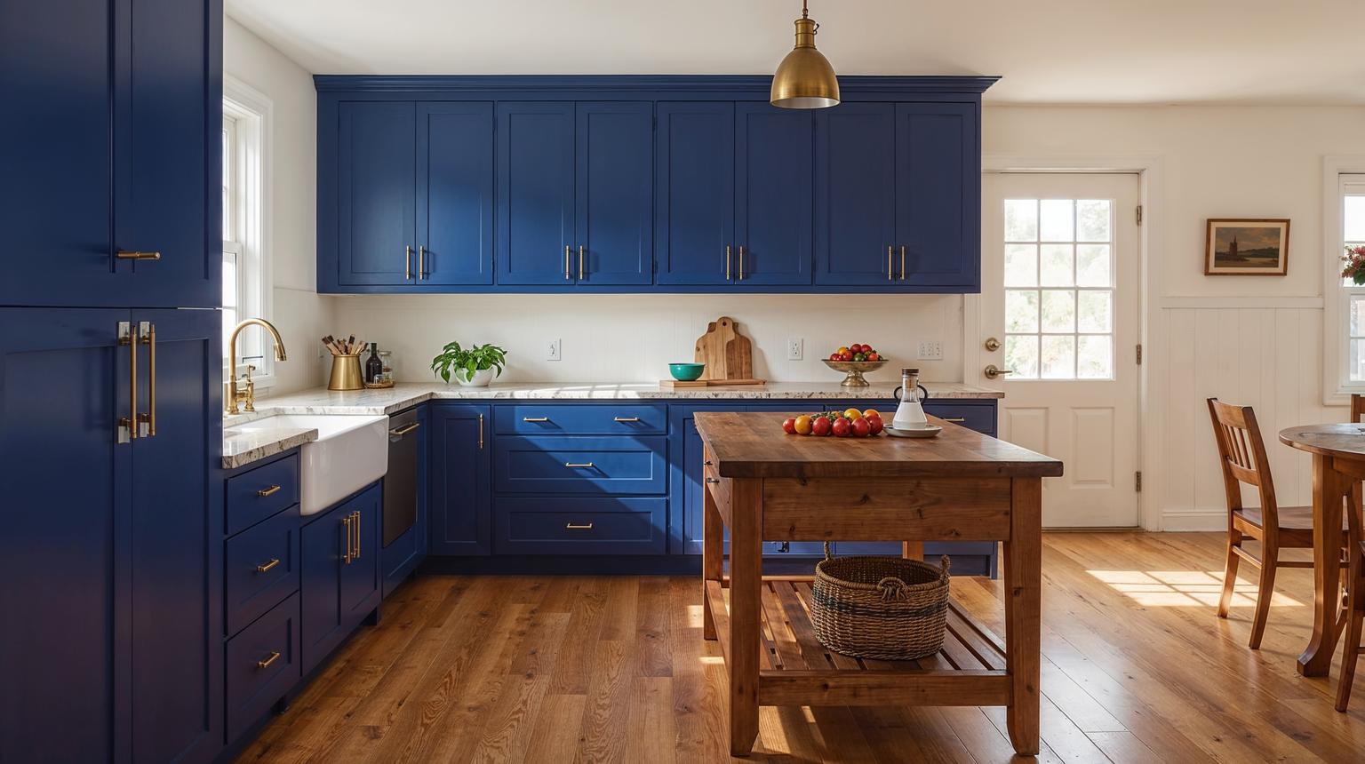 Royal Blue and White Farmhouse Kitchen