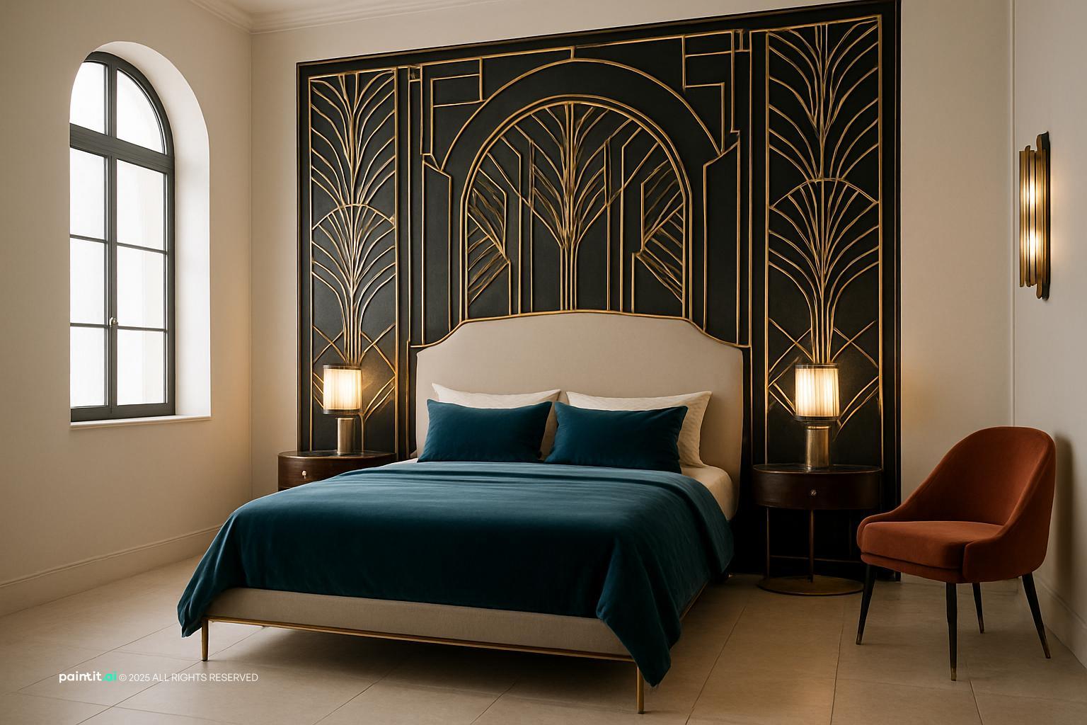 1930s Art Deco Bedroom with Wood Accents for 1930s Interior Design Style