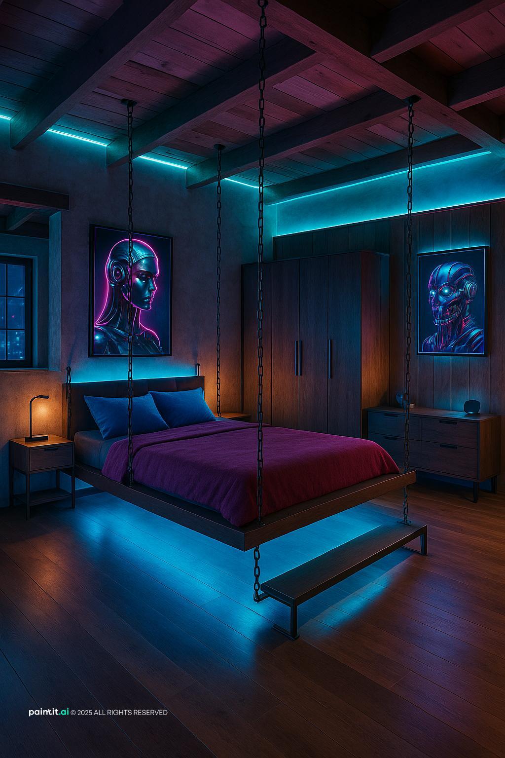 Cyberpunk Farmhouse Bedroom for Futuristic Style Interior Design