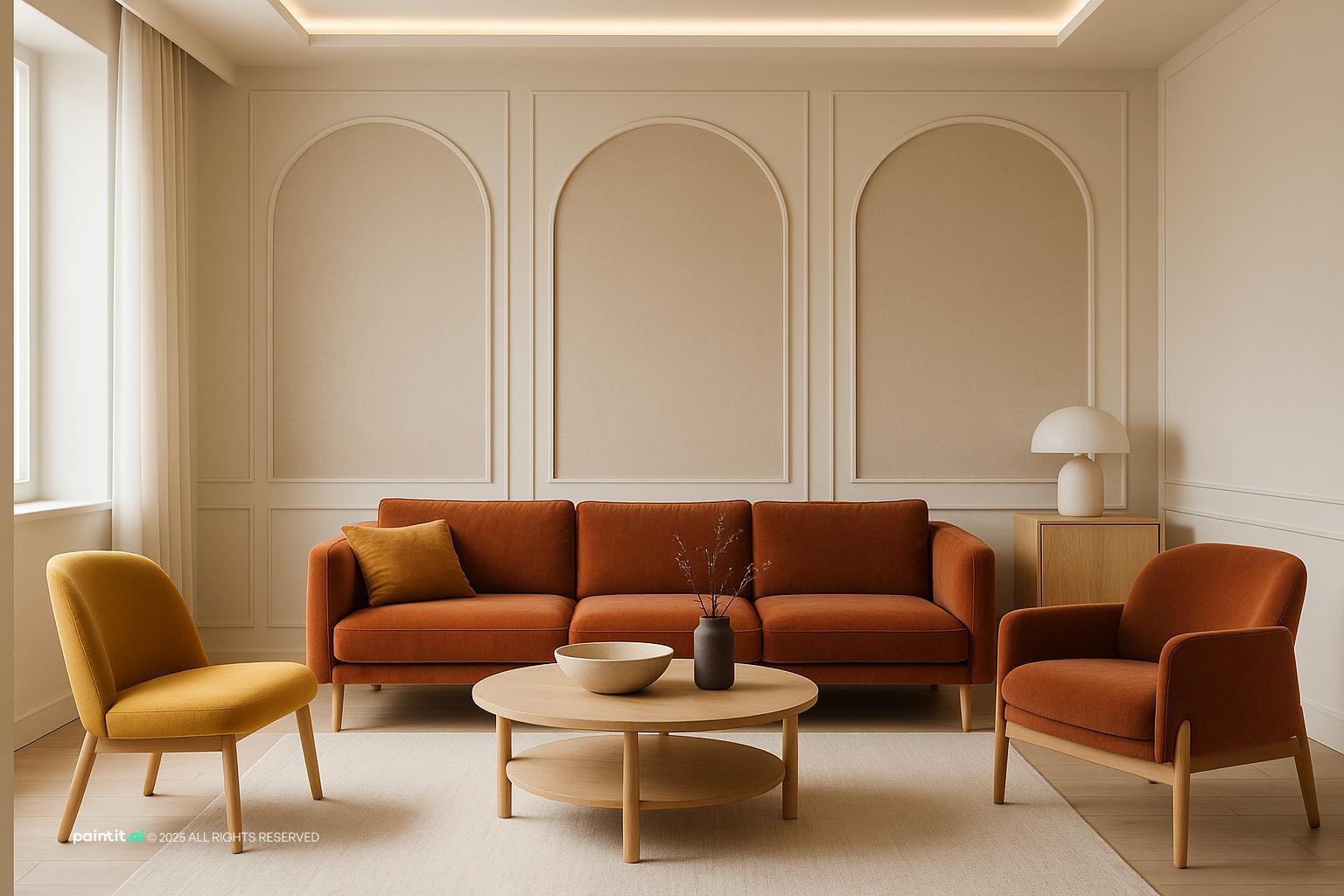 Yellow and Brown Living Room Ideas: Design Inspiration | Paintit.ai - 10