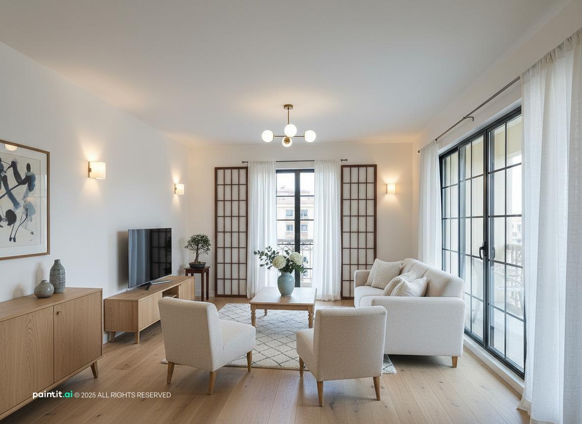 Japandi Living Room Design - Minimalist Style Guide | Paintit.ai - 4