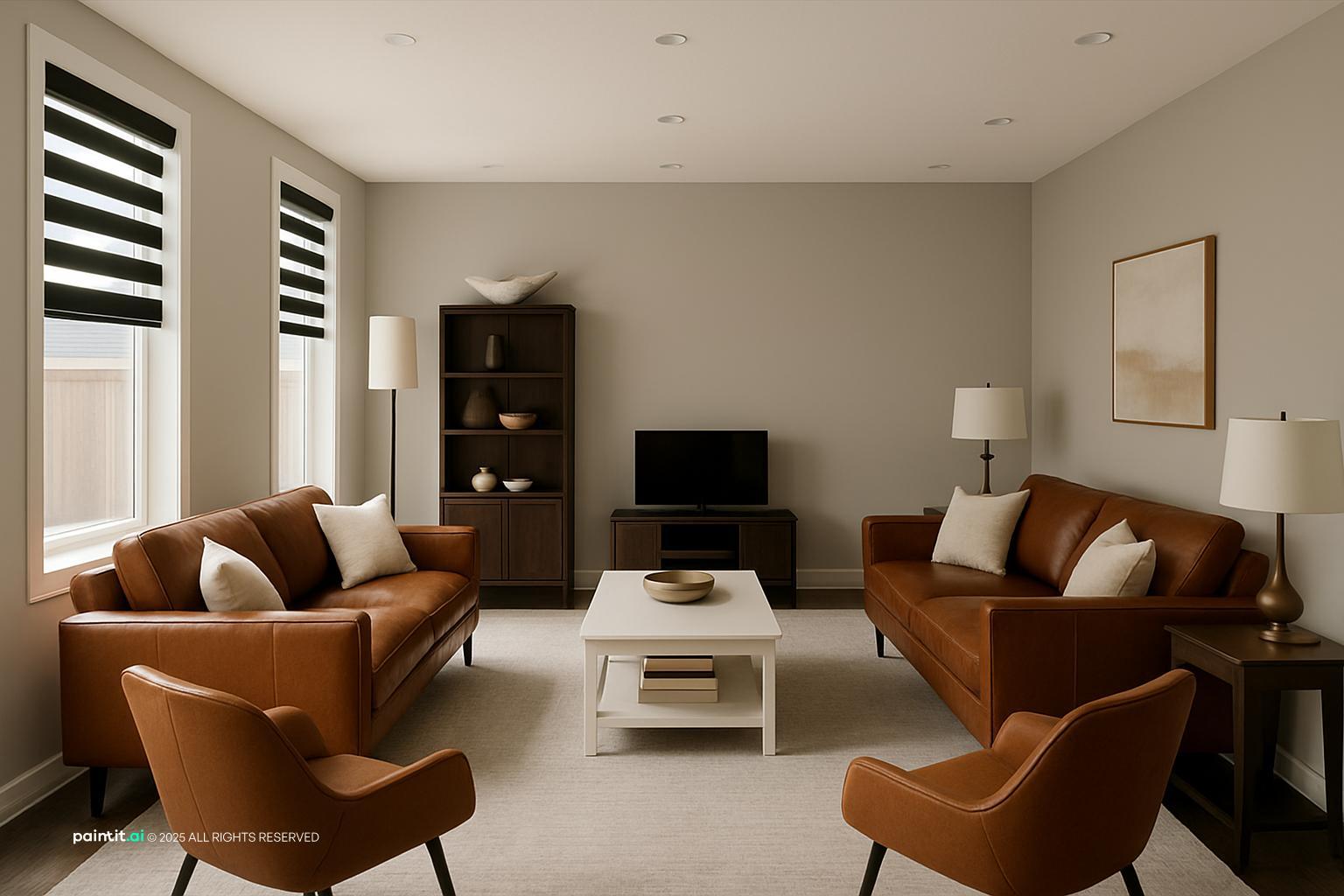 Woven Wood Shades Living Room - Design Ideas & Inspiration | Paintit.ai - 33