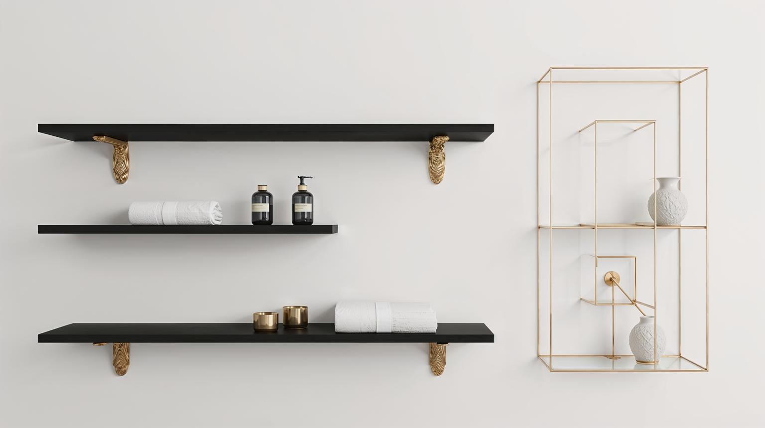 Gold Trimmed Shelving and Storage Units