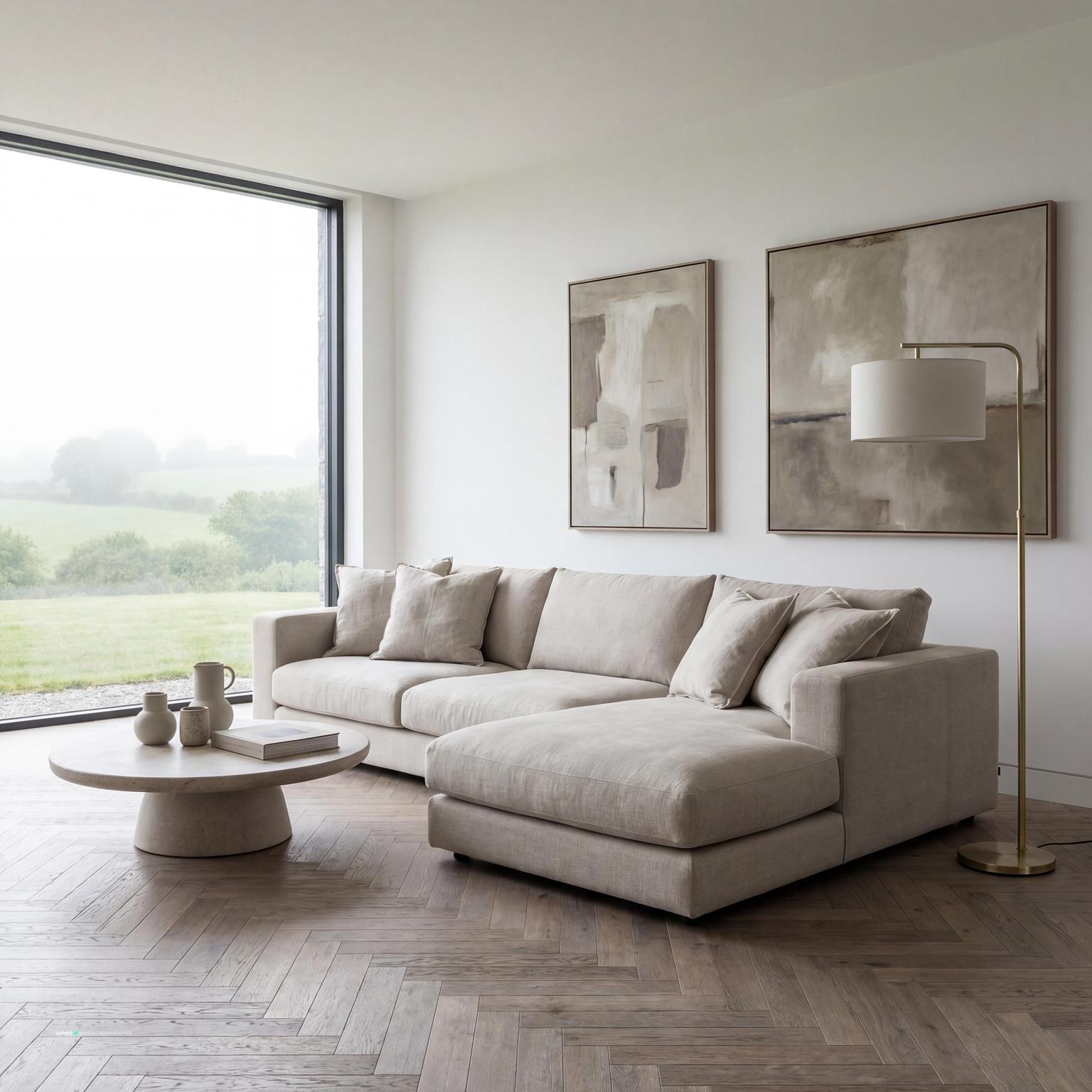 Modern Irish Living Room: Capturing Tuscan living room's sun-drenched comfort with rustic touches & timeless beauty.