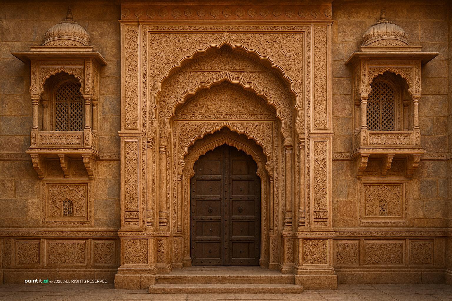 Rajasthani Haveli-Inspired Entrance for Rajasthani Style Interior Design