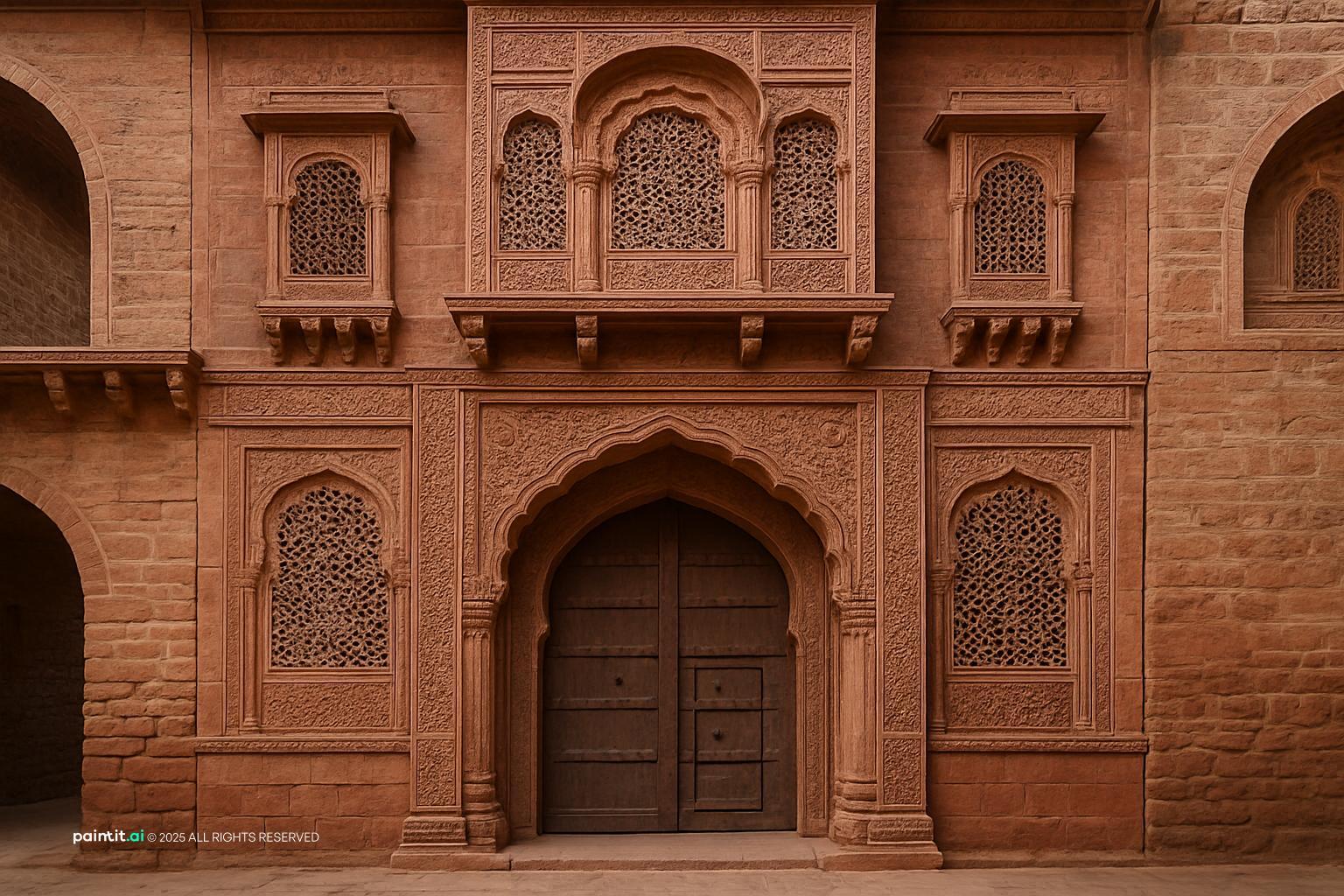 Rajasthani Haveli-Inspired Entrance Variant 2 for Rajasthani Style Interior Design