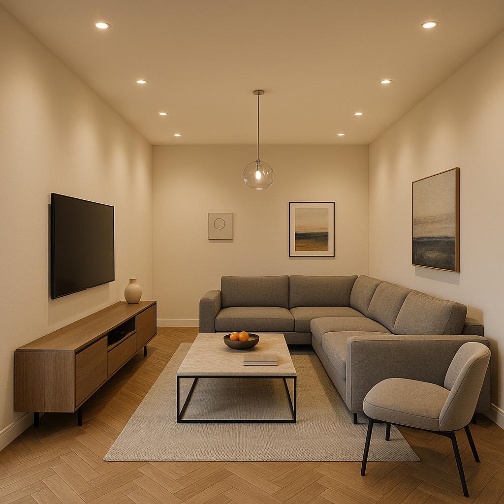 Luxury modern hotel living room design, utilizing sophisticated decor and smart furniture placement to enhance long living room ideas.