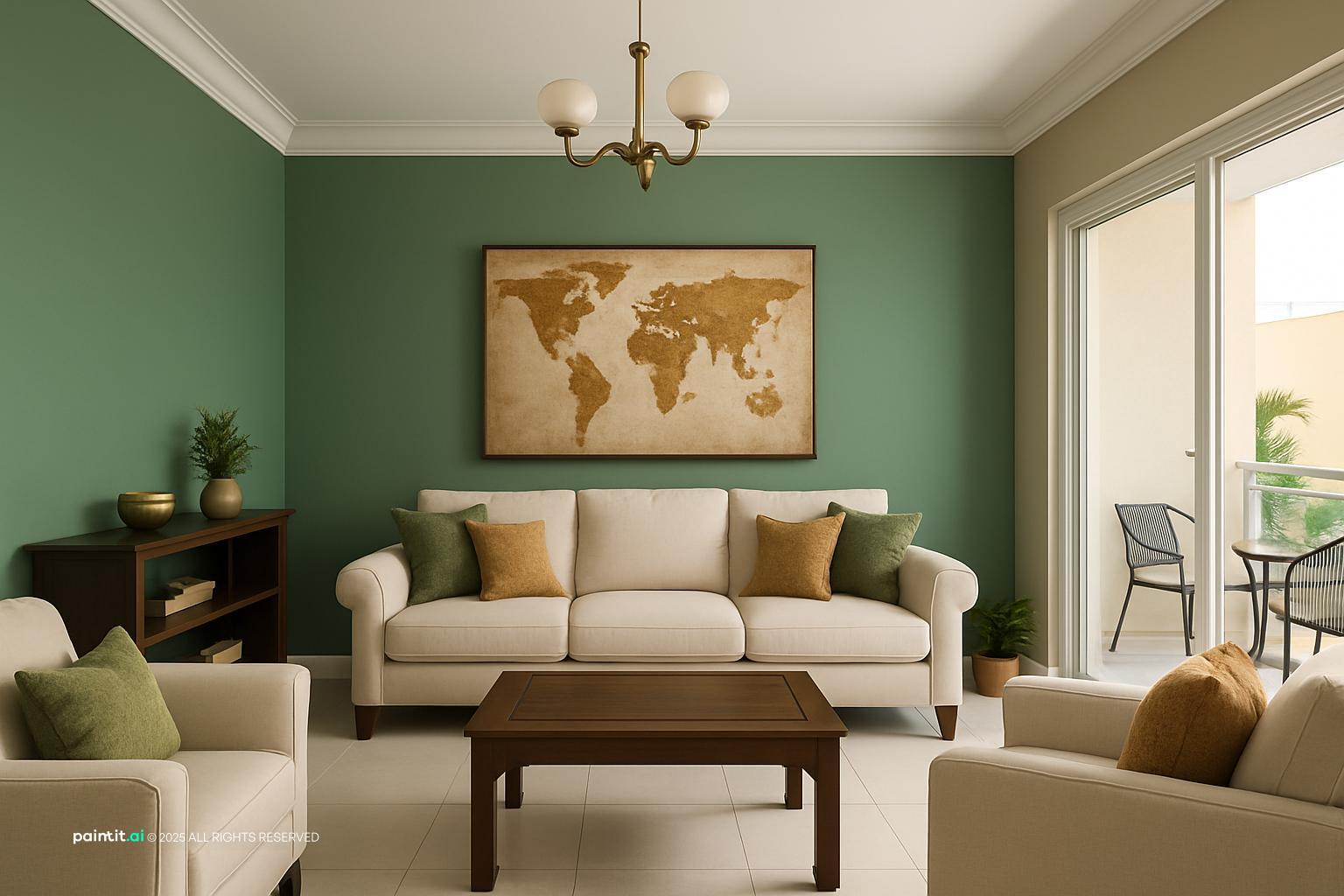Emerald Green and Gold Living Room Ideas - Elegant Decor Tips | Paintit.ai - 5
