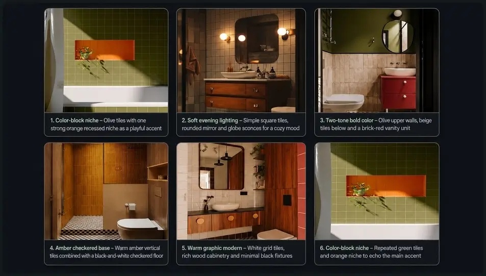 Pinterest inspiration board showing multiple bathroom design references used as taste signals for AI interior design.