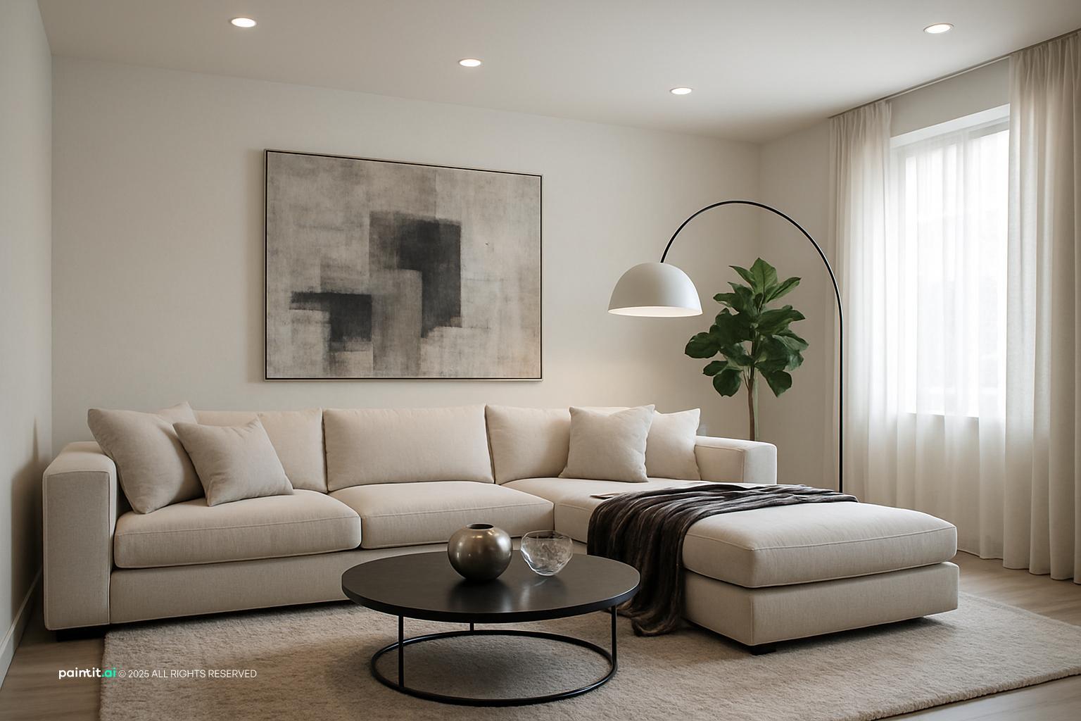 White Gray Brown Living Room - Design Ideas | Paintit.ai - 18