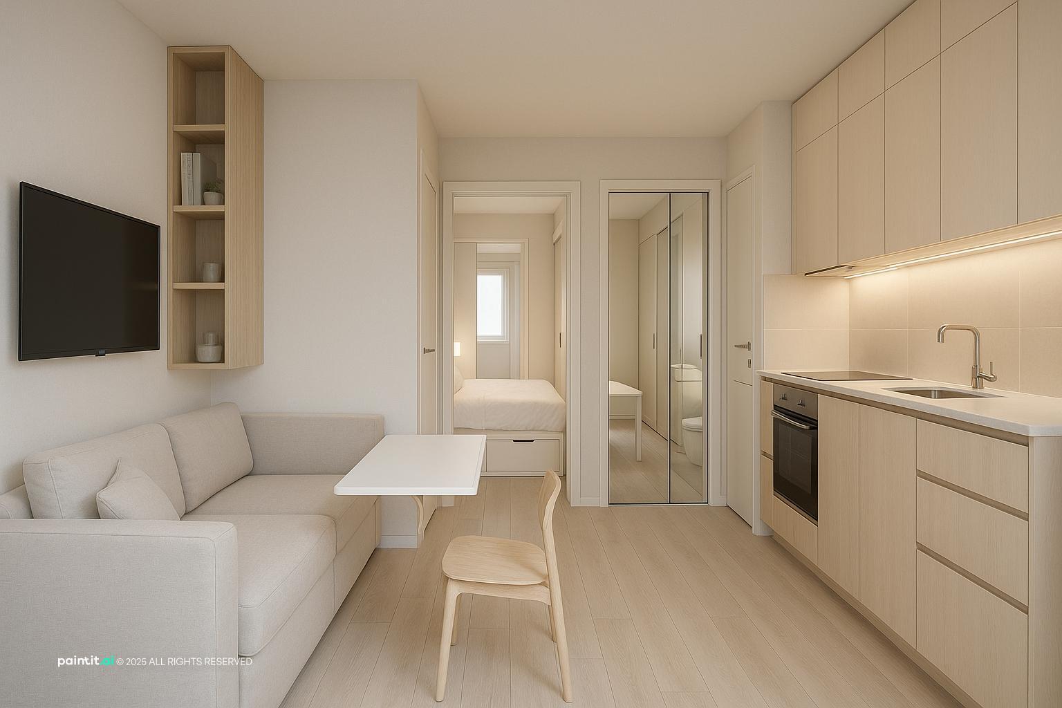 Small Living Room Layout With Tv with Tv Wall Focus and Clear Furniture Layout showing TV wall focus, clear furniture layout, compact proportions for Sm...