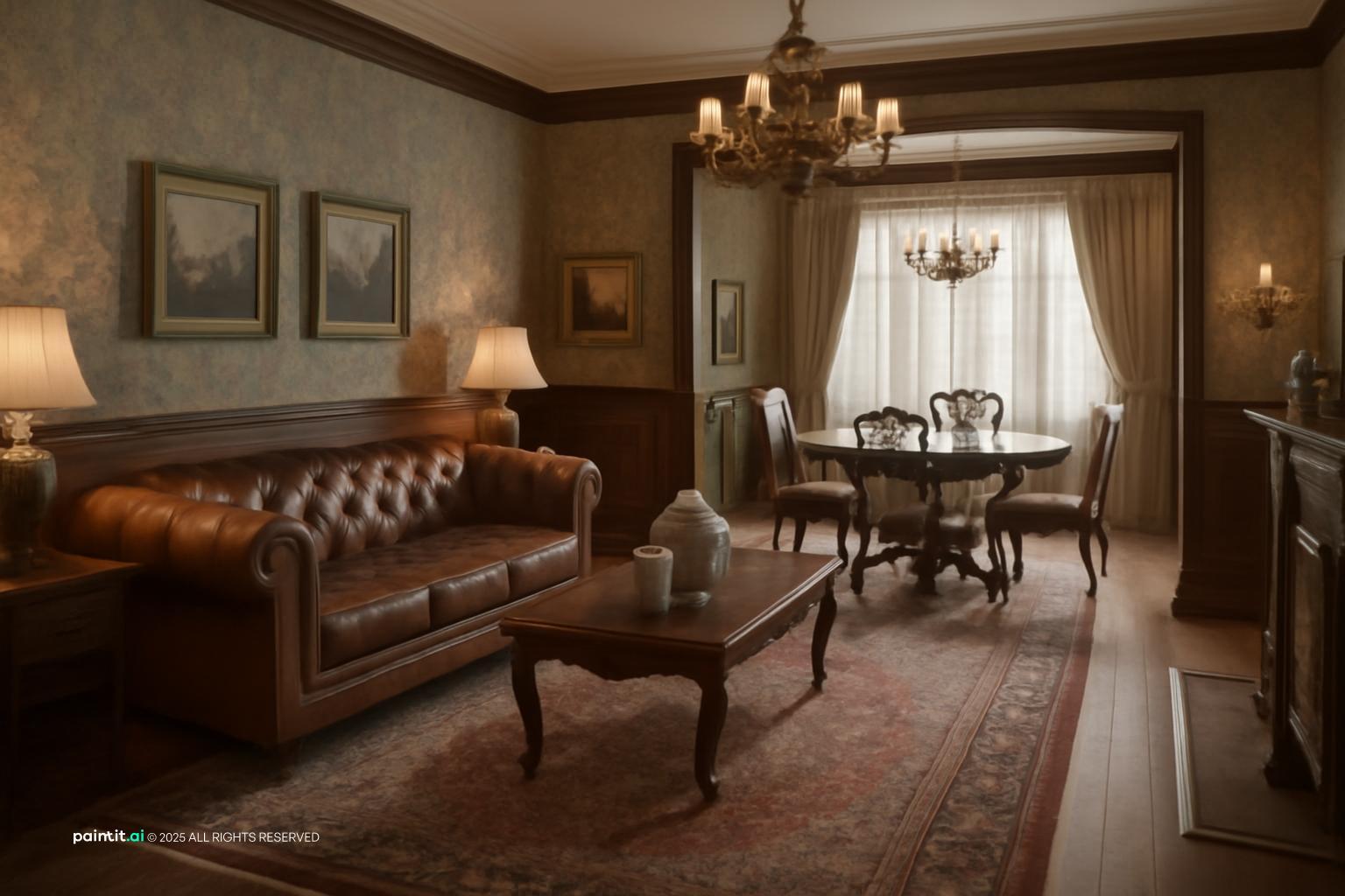 Spooky Halloween Living Room - Haunted Home Styling | Paintit.ai - 4