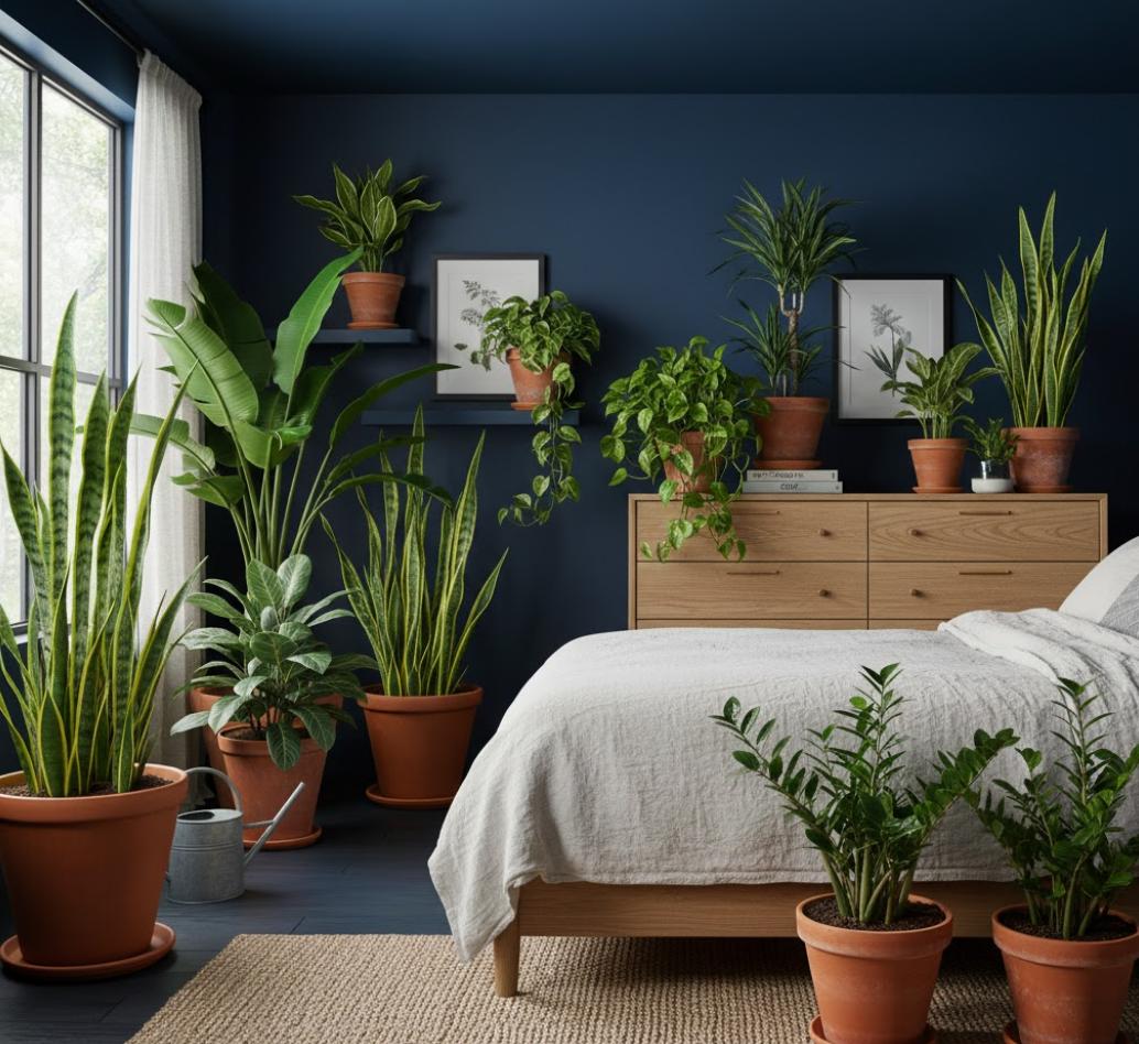 Biophilic Navy Blue Oasis