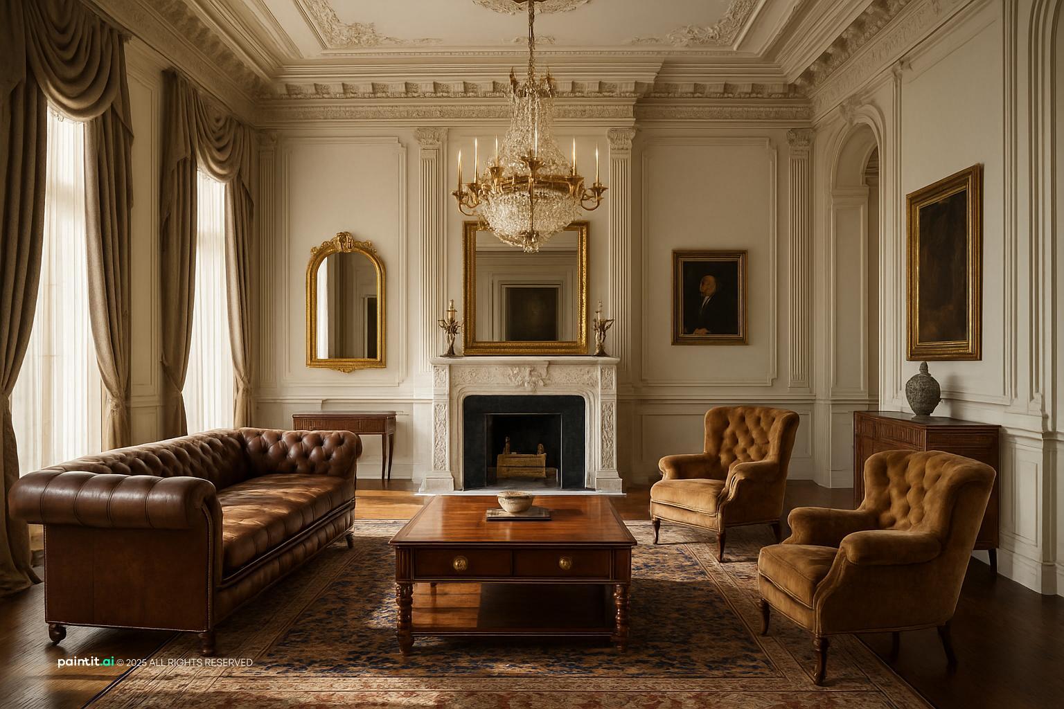 English neoclassical room design for English style interior design