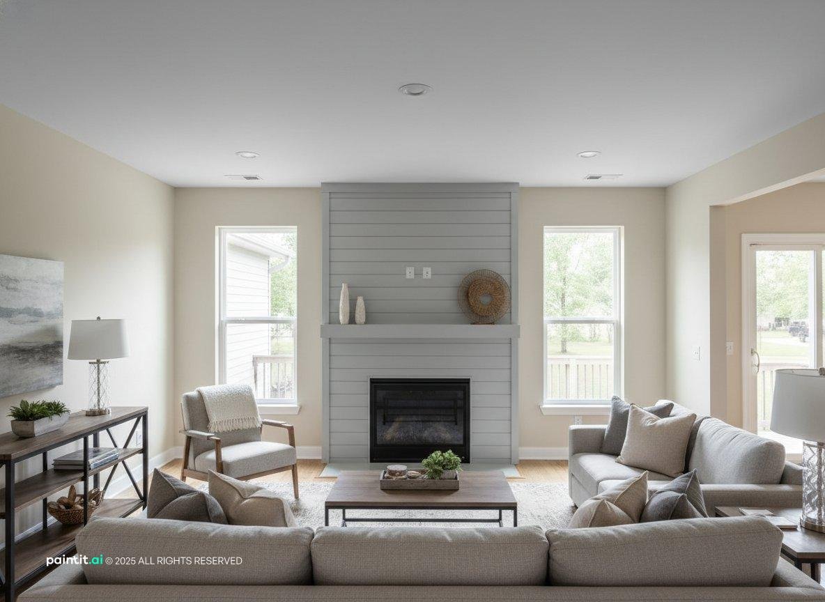 Worldly Gray Living Room: Sophisticated Interior Design | Paintit.ai - 8