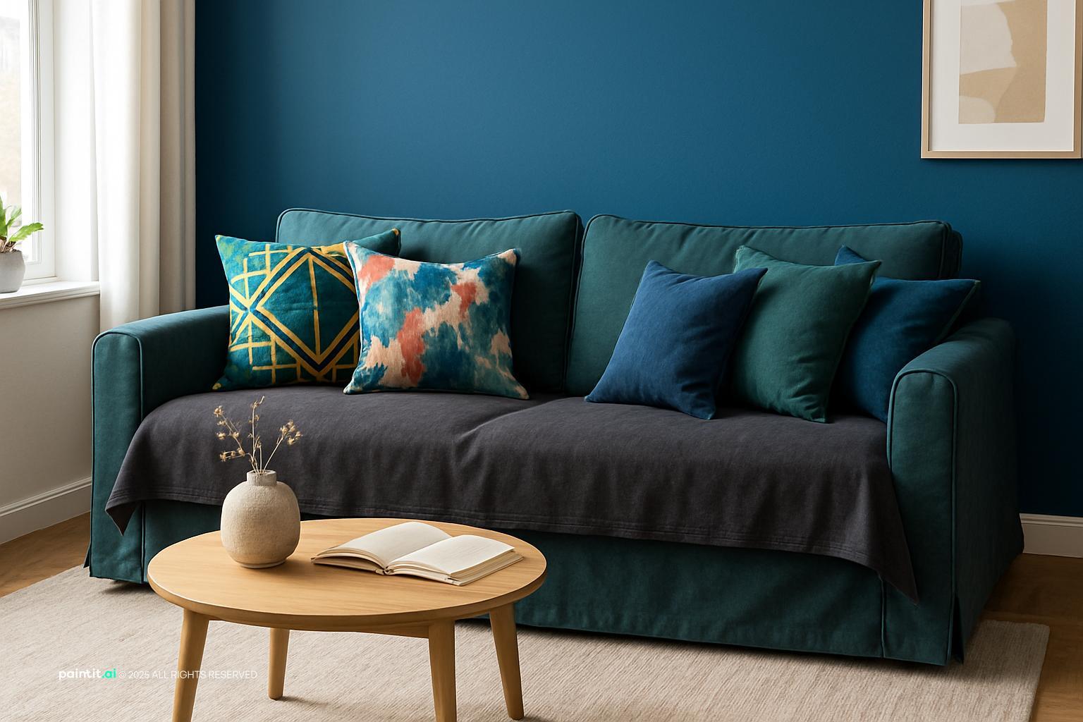 Teal and Mustard Living Room: Decor Inspiration | Paintit.ai - 12