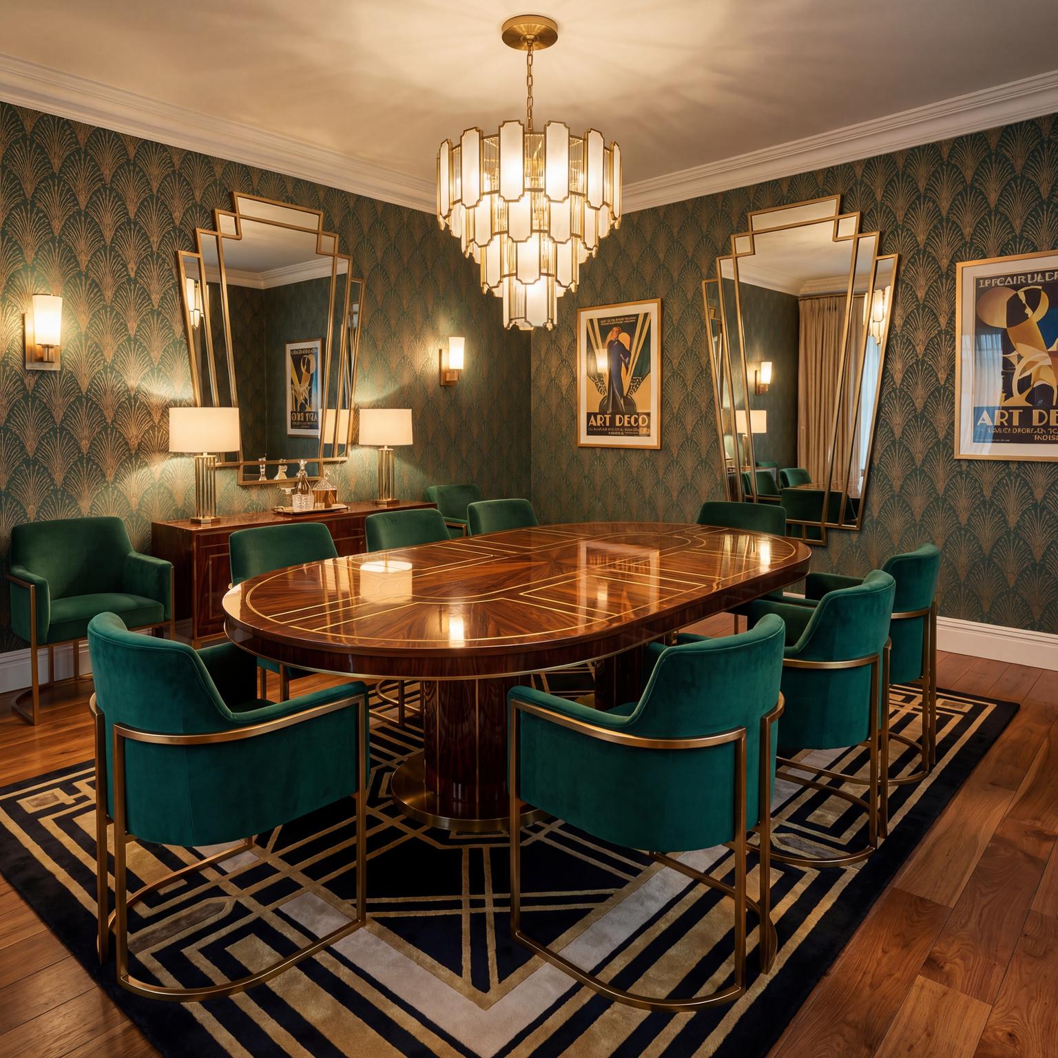 Elegant Art Deco Dining Room with Marble Detail for 1920 Interior Design Style