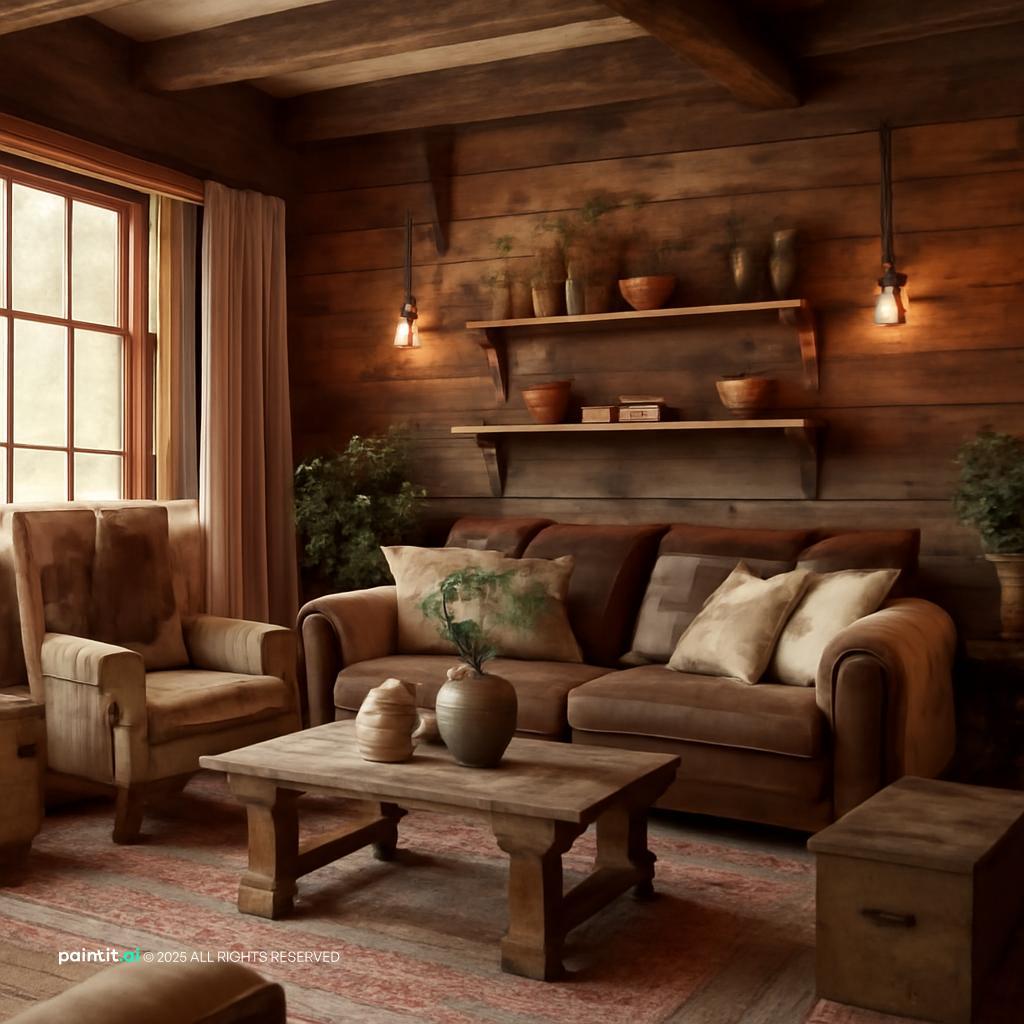Rustic Vintage Living Room - Decor Ideas | Paintit.ai - 22