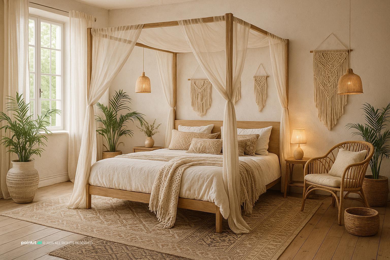 Boho Canopy Bedroom for Bohemian Style Interior Design Characteristics