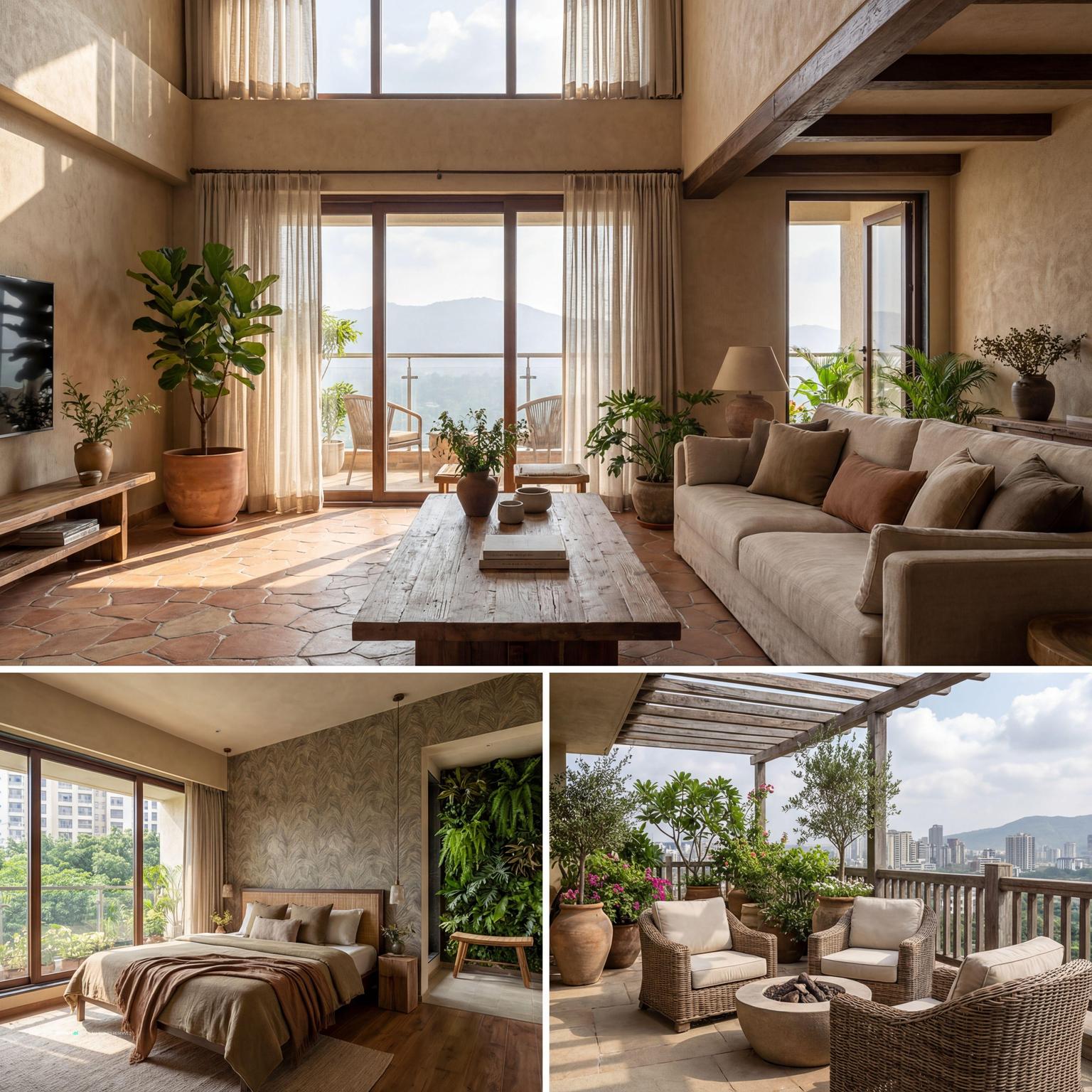 Nature-inspired rustic dark cottagecore living room design with organic elements, deep colors, and a cozy, grounded aesthetic.