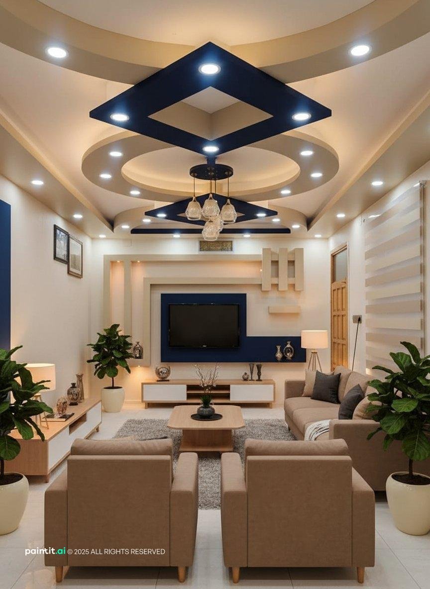 White Living Room with Green Accents - Design Inspiration | Paintit.ai - 31