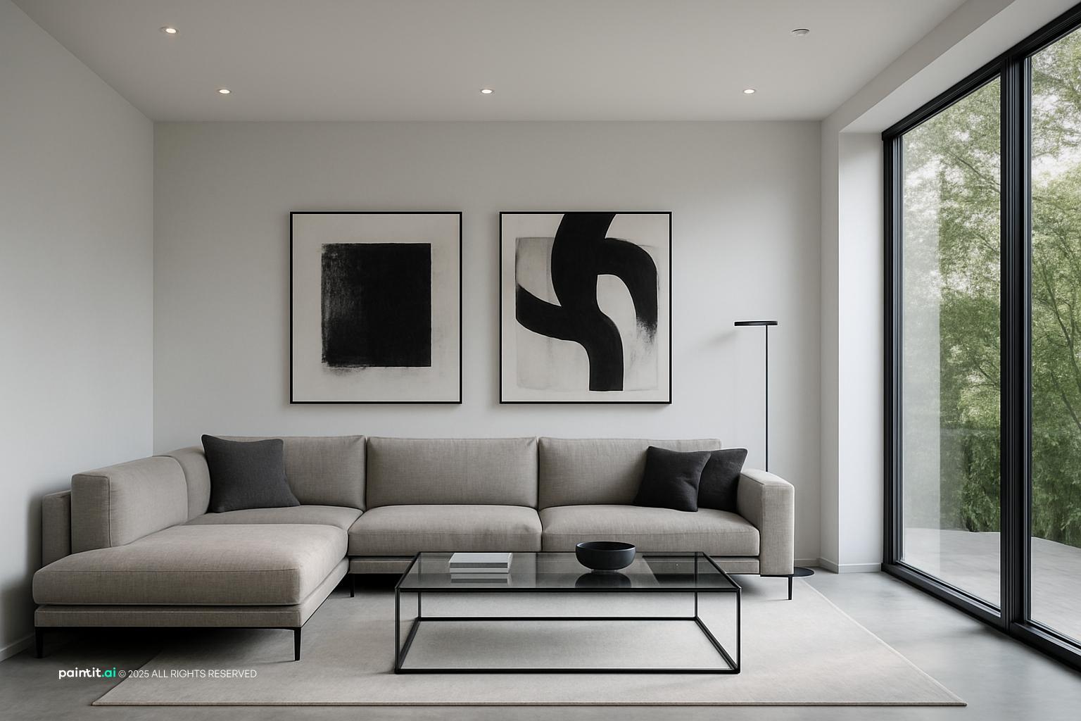 White Living Room With Black Trim - Elegant Interiors | Paintit.ai - 29