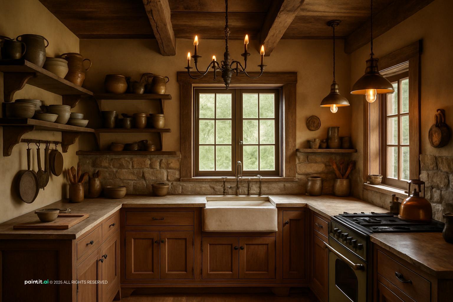 Rustic Kitchen with Vintage Accents for Country Style Interior Design Characteristics