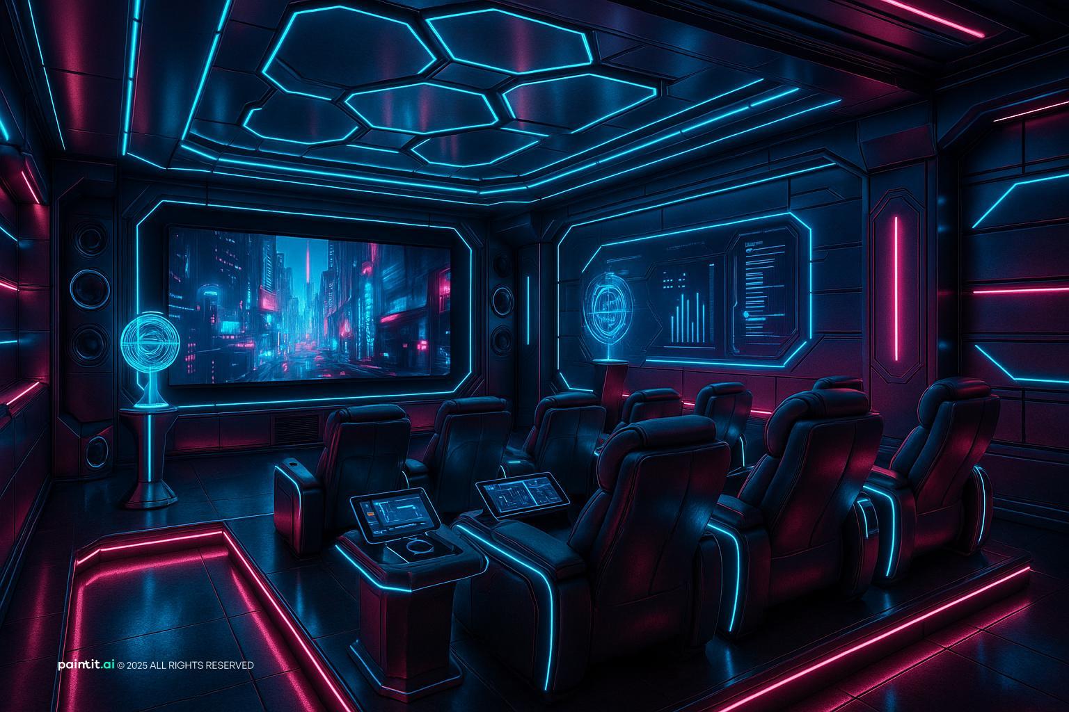 Futuristic Style Theater Room for Futuristic Style Interior Design