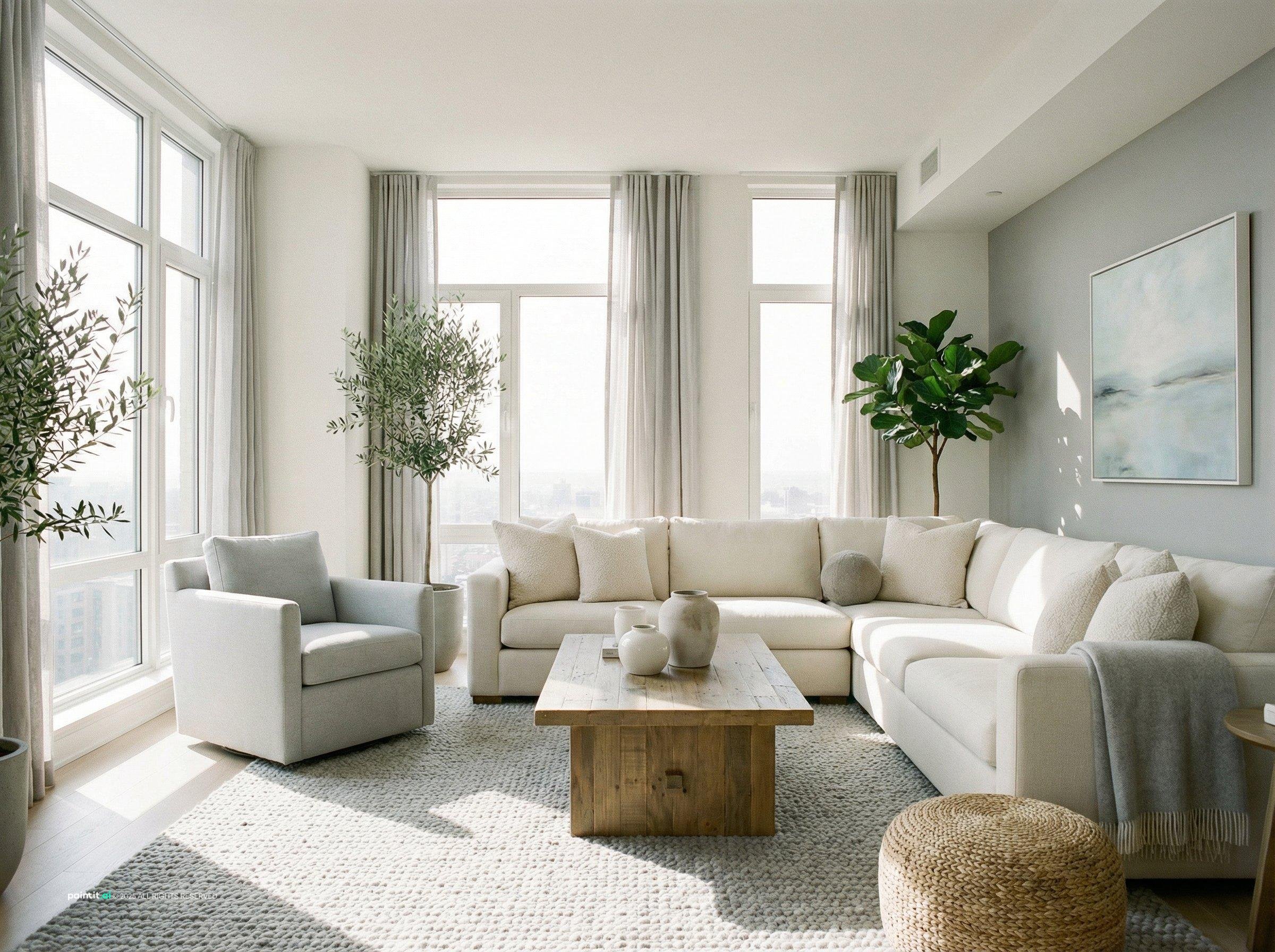 White Living Room Ideas - Bright & Serene Designs | Paintit.ai - 21