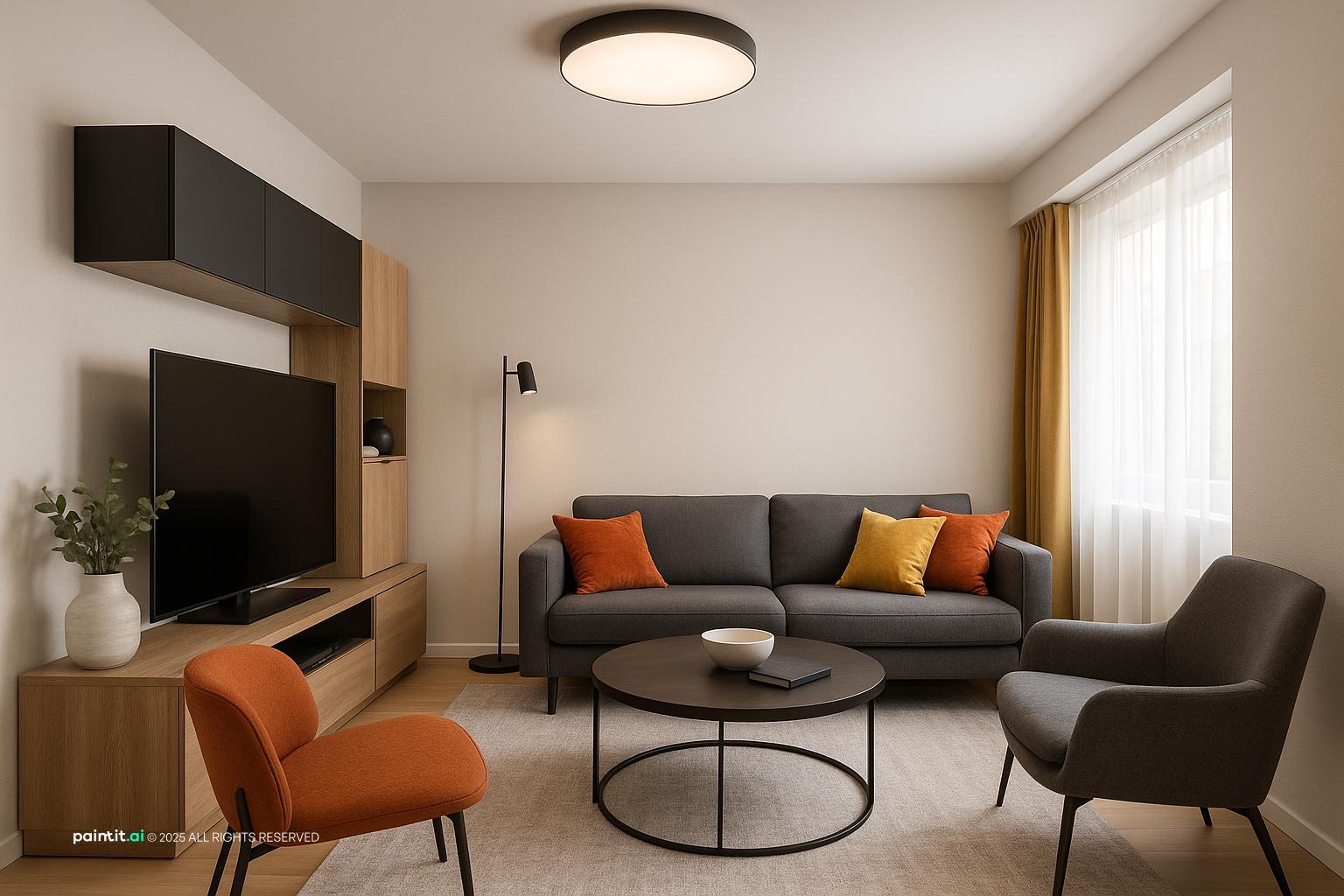 Living Room Layout Ideas with Clear Furniture Layout and Zoned Seating with Clean-lined Furniture showing clear furniture layout, zoned seating, clean-l...
