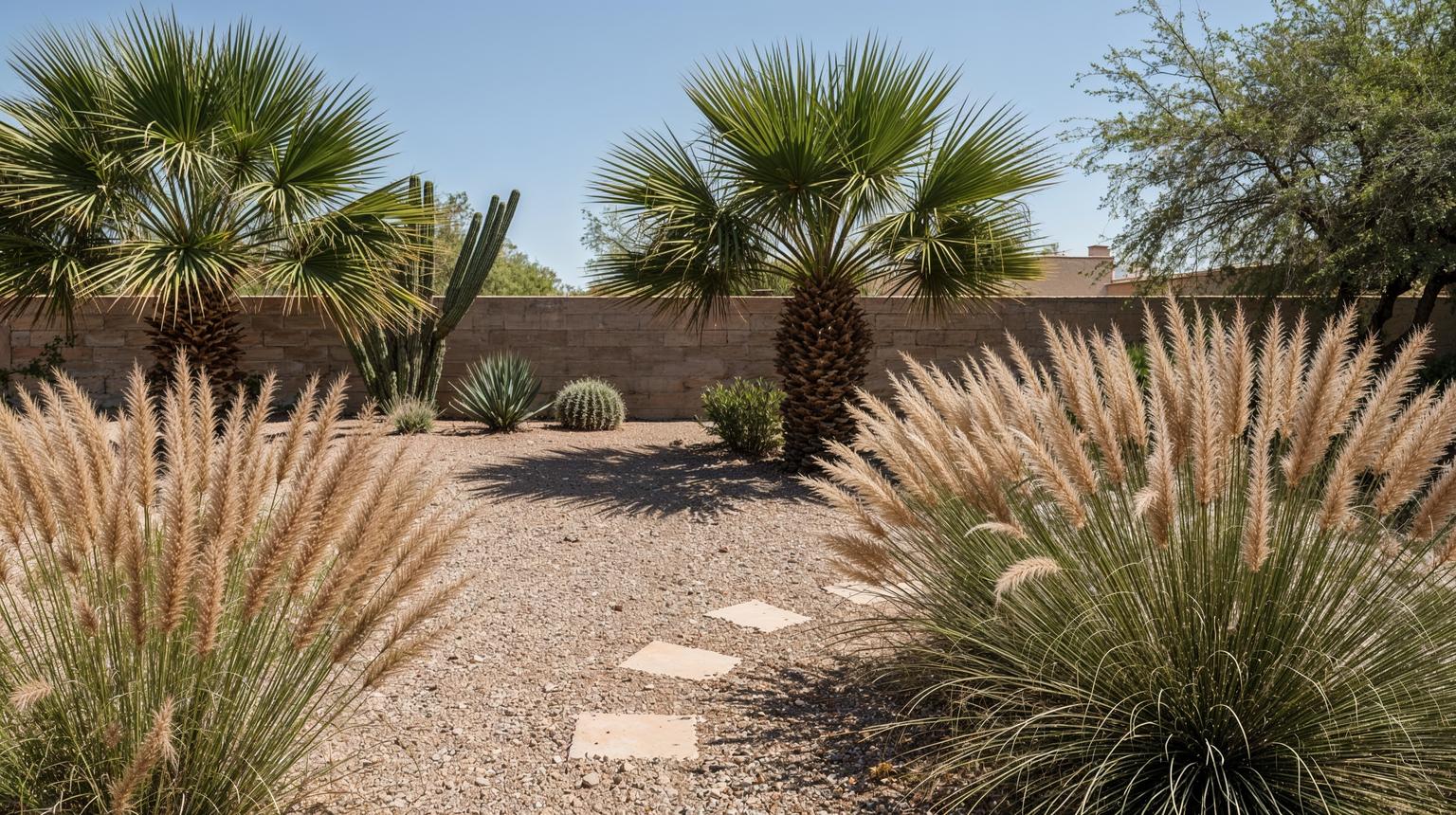 Palm Trees and Native Grasses for Texture