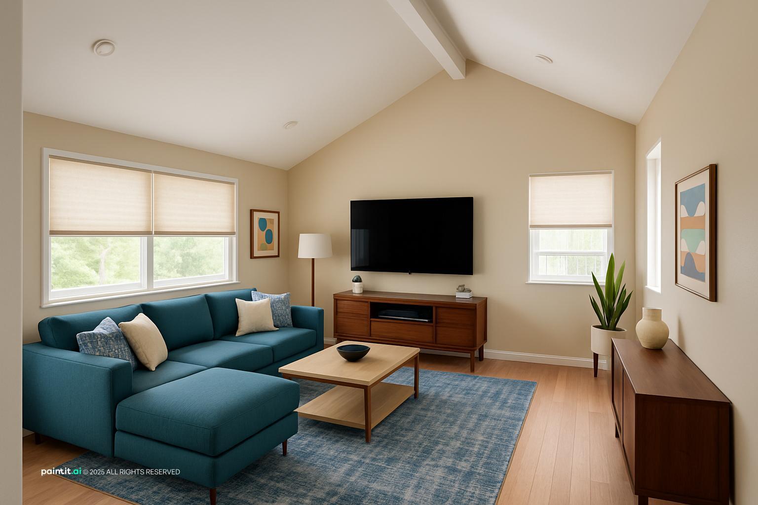 Blue and Green Living Room: Design Ideas | Paintit.ai - 12