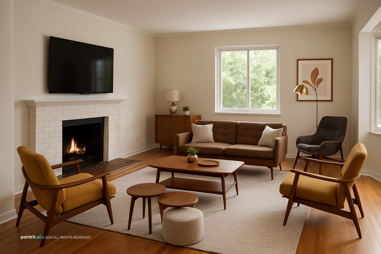 Mid Century Modern Living Room - Design Concepts | Paintit.ai - 21