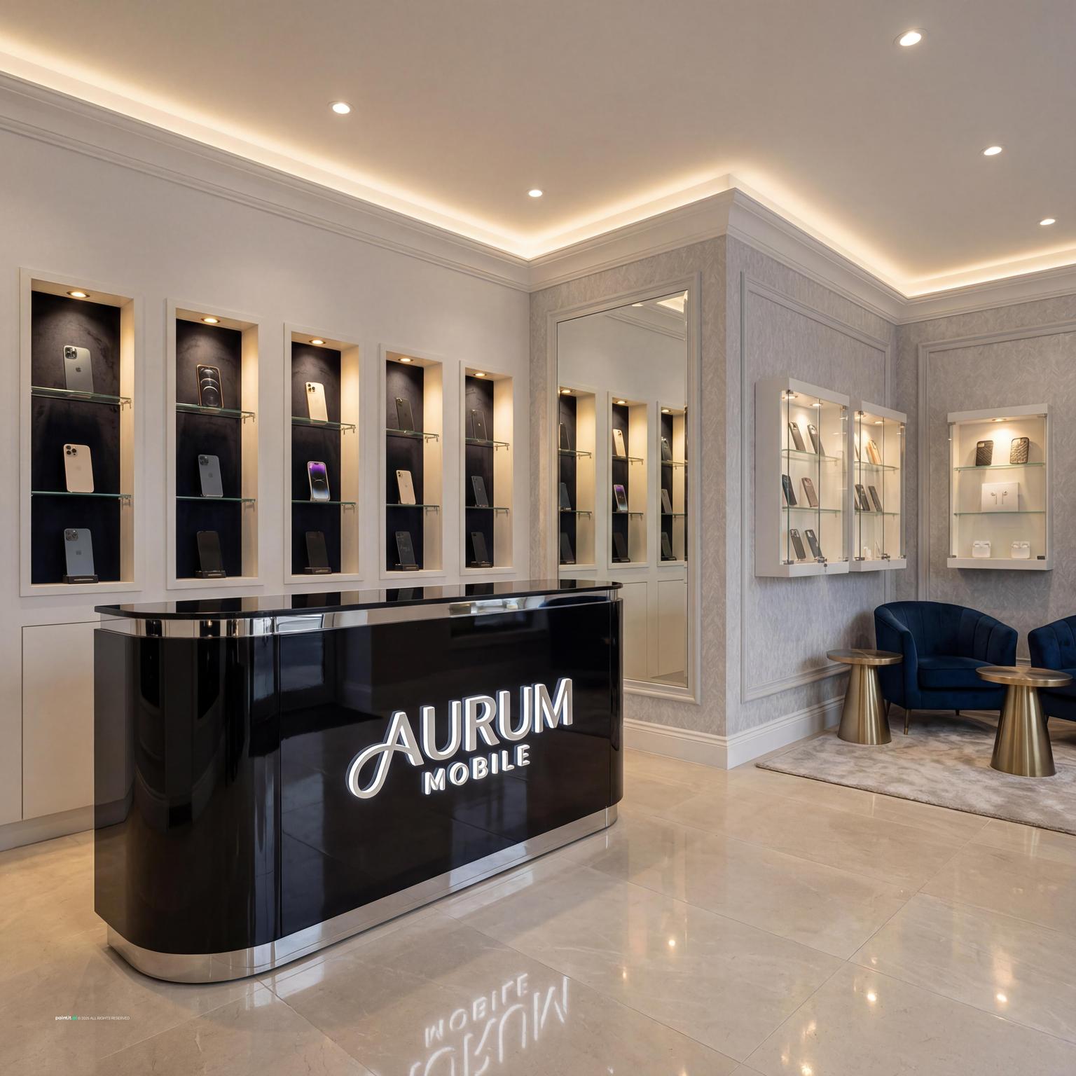High-end small retail shop with curated display fixtures