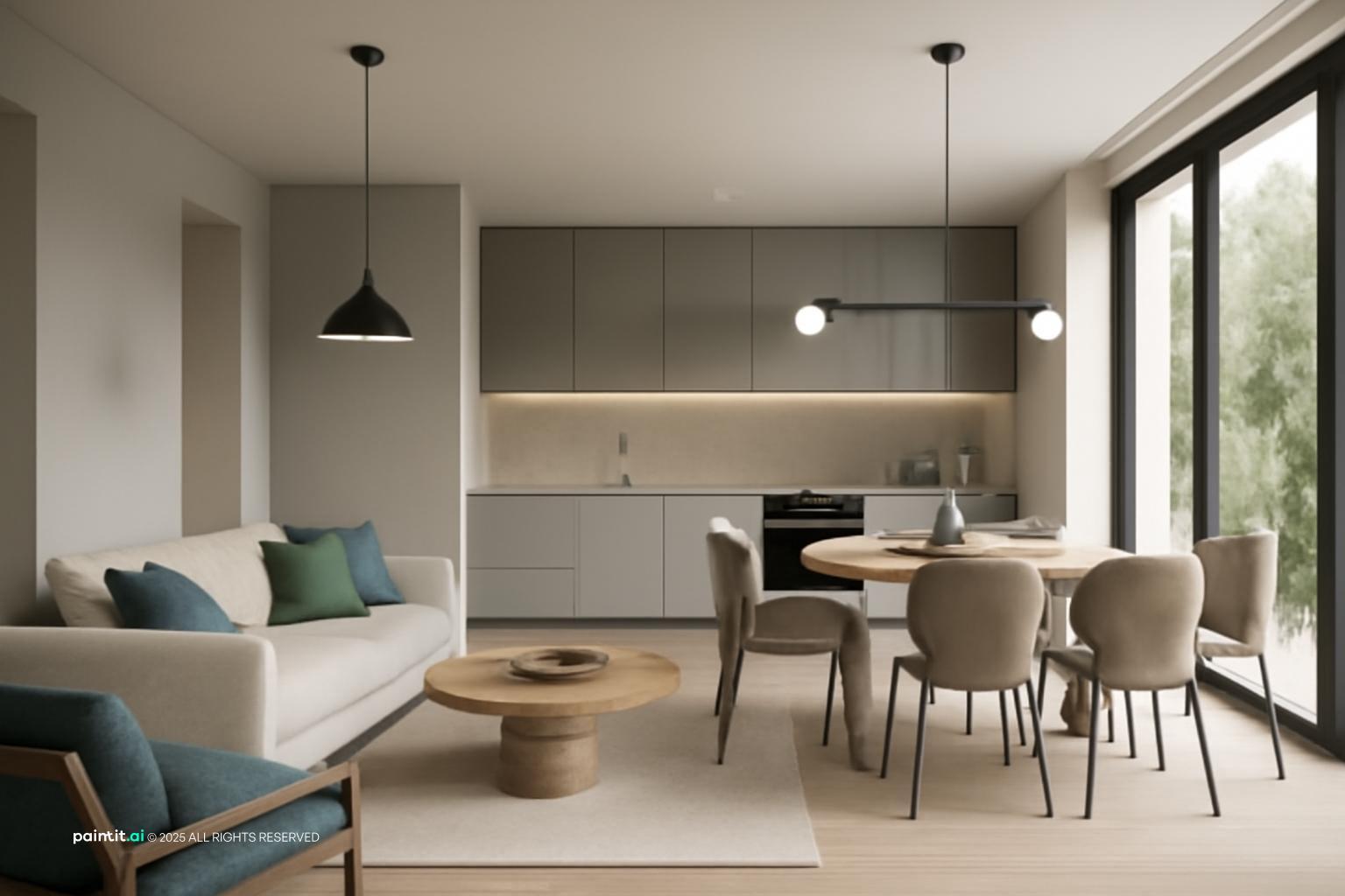 White Kitchen and Living Room: Elegant Interiors | Paintit.ai - 31