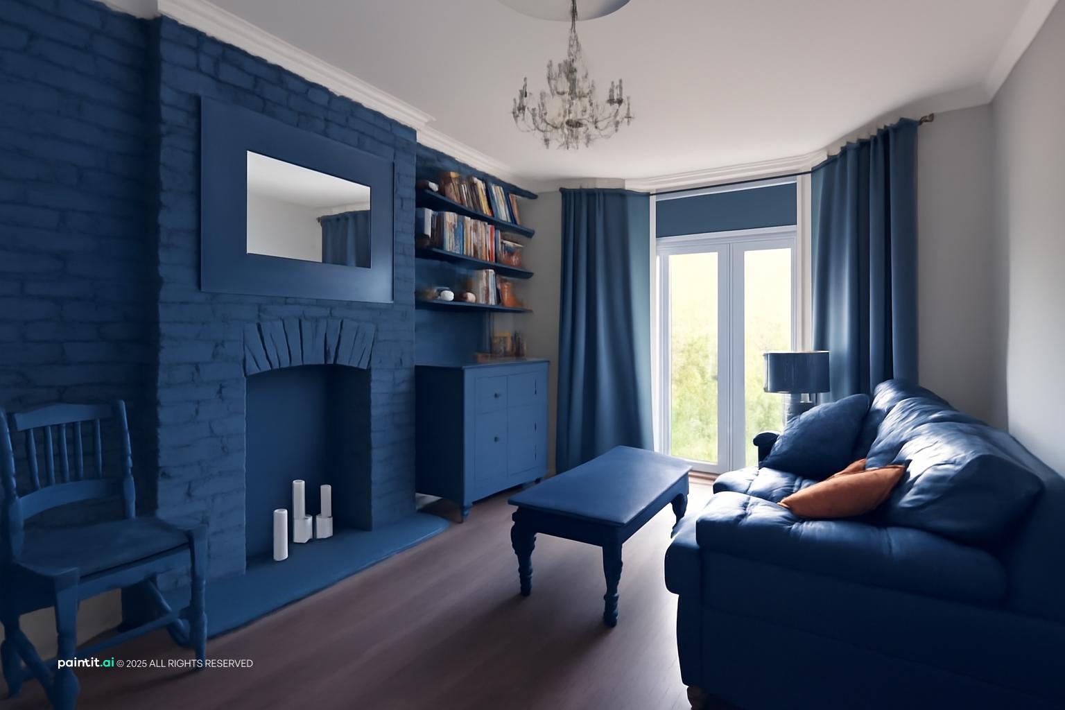 Navy Blue and Orange Living Room Ideas: Design Inspiration | Paintit.ai - 10