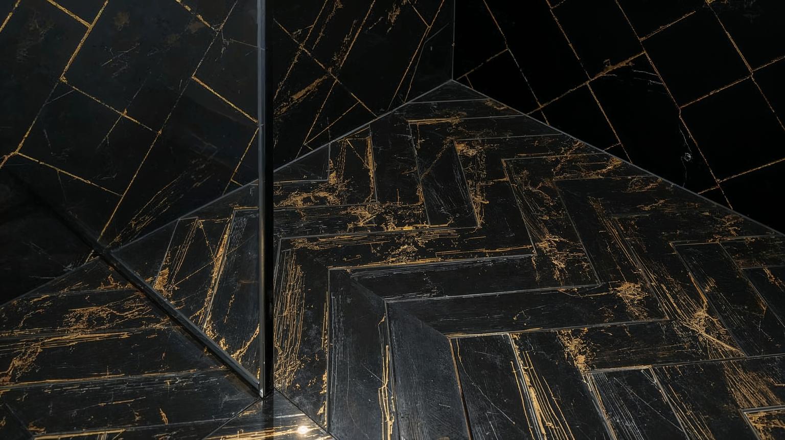 Geometric Black and Gold Tile Designs