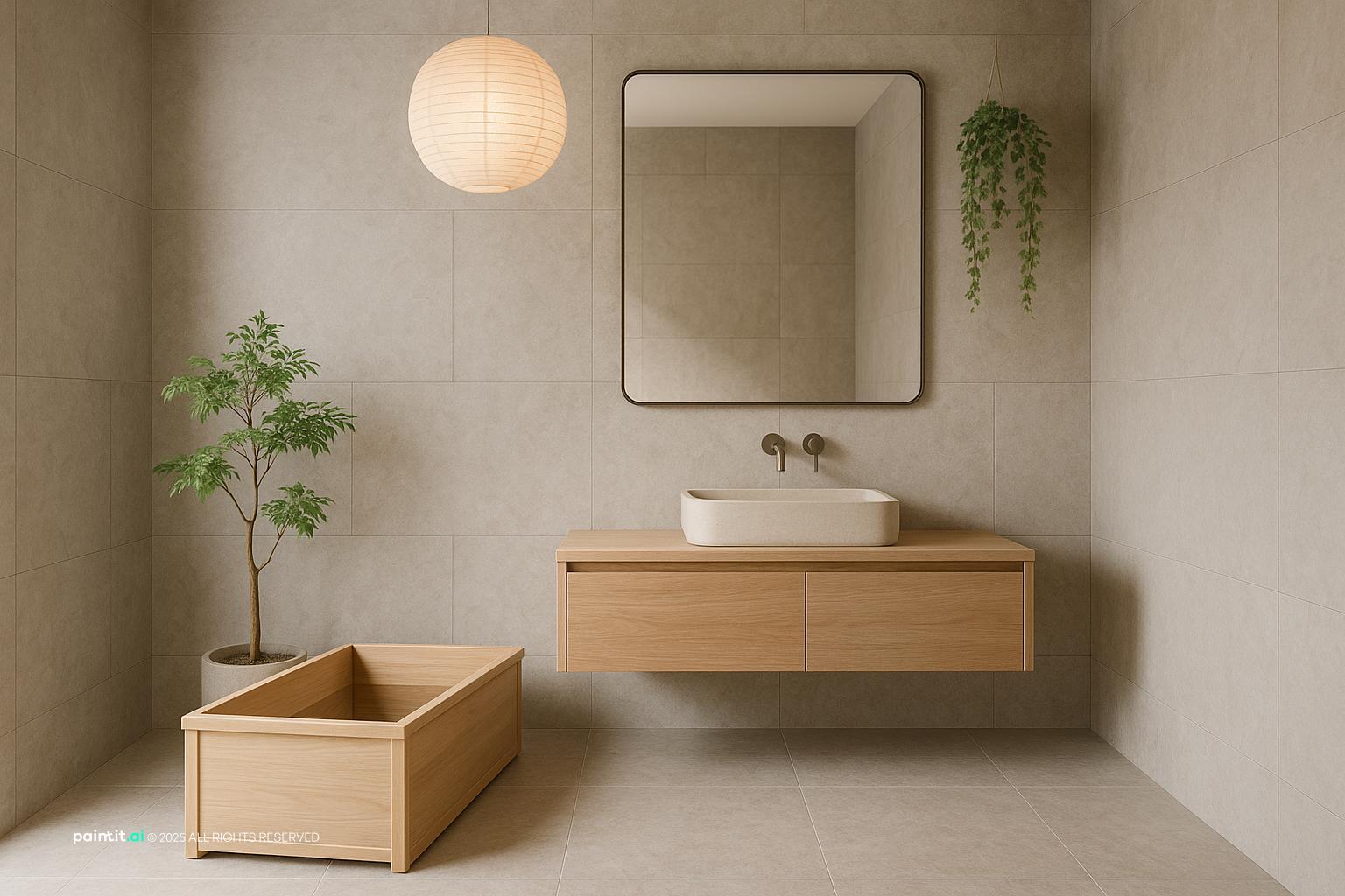 Serene Japandi Bathroom Design for Muji Style Interior Design