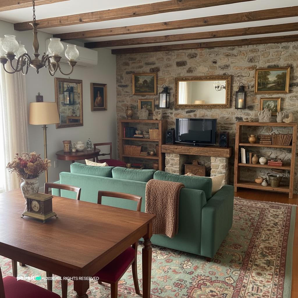 Warm Rustic Modern Living Room: Design Ideas | Paintit.ai - 17