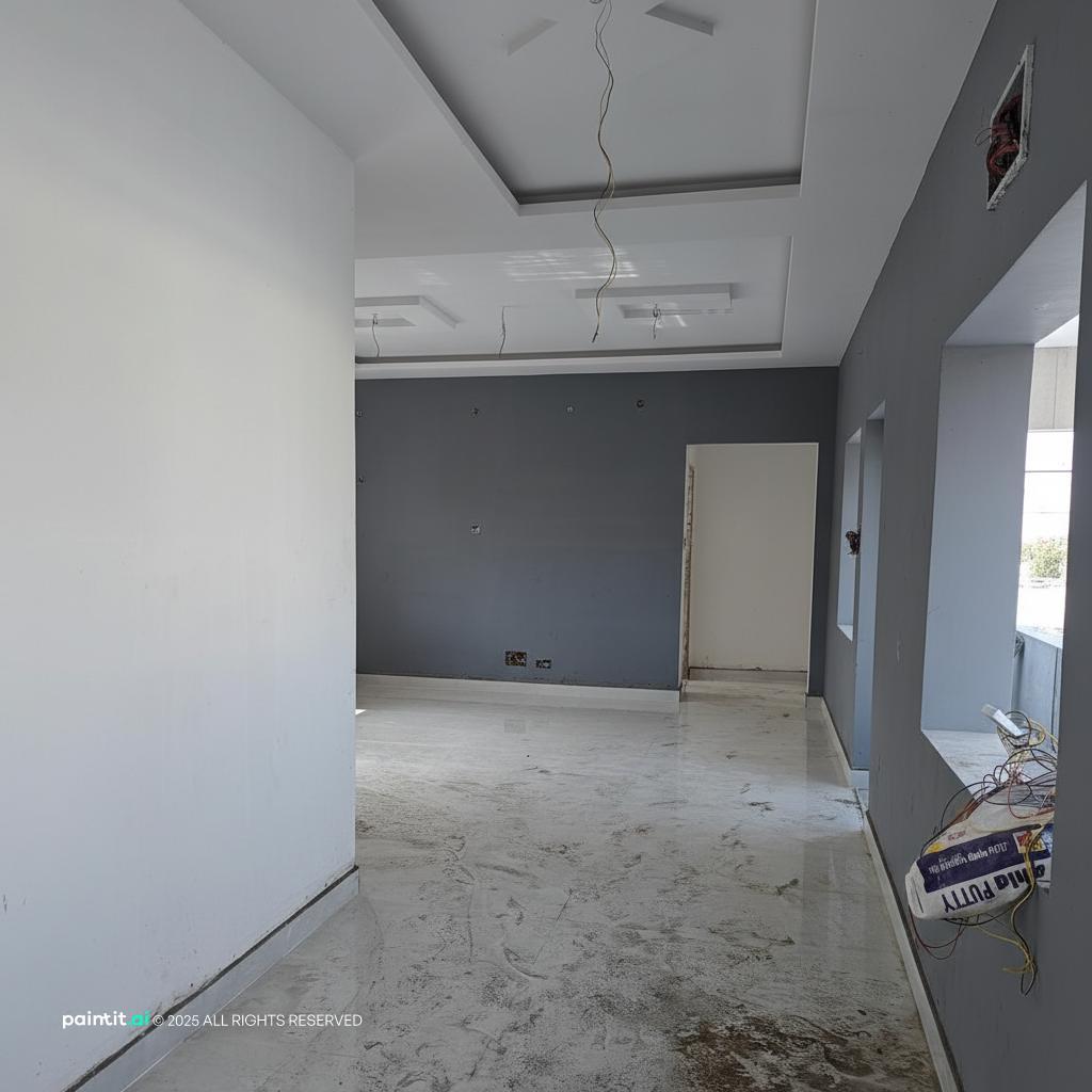 Worldly Gray Living Room: Sophisticated Interior Design | Paintit.ai - 1