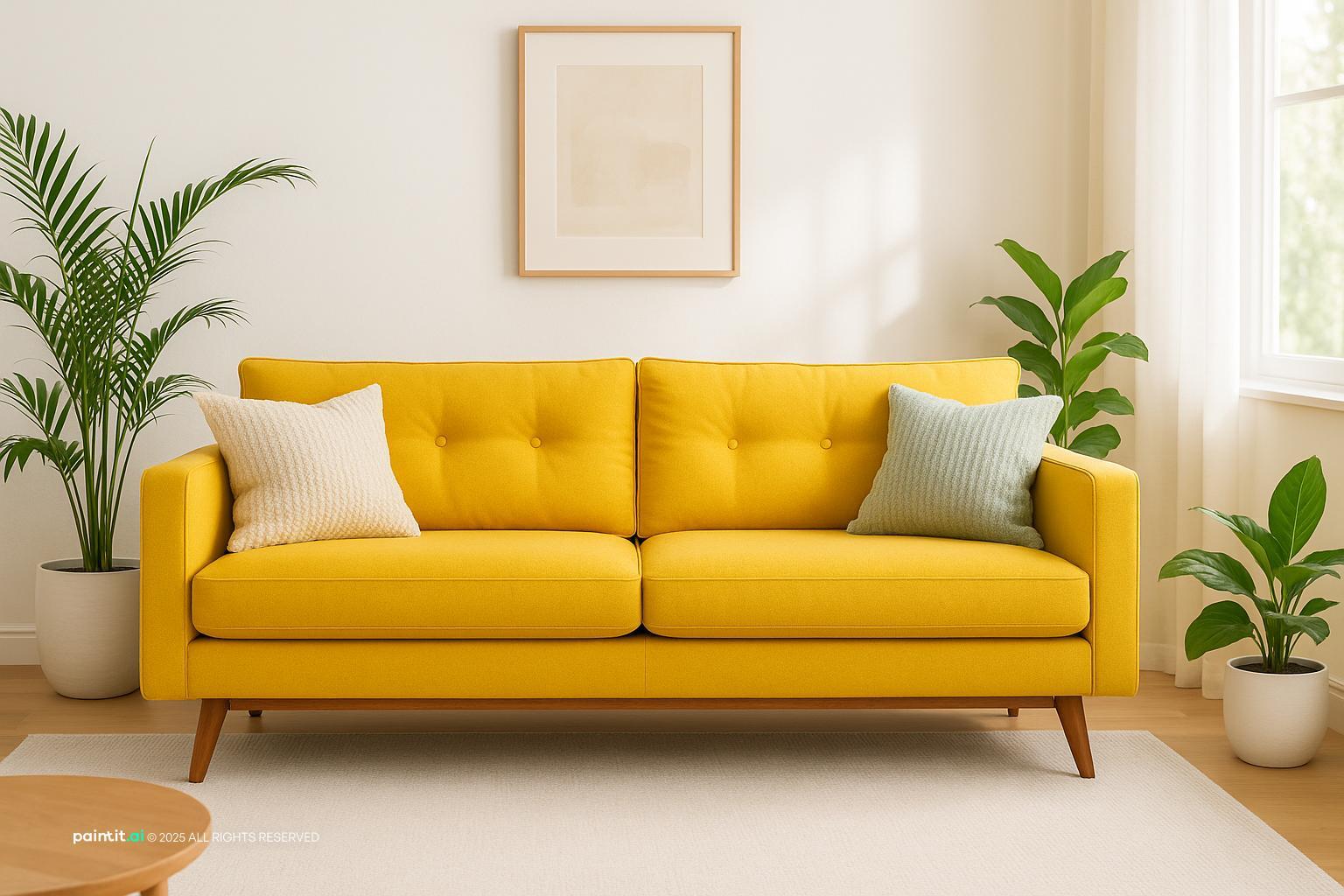 Yellow Living Room - Bright Decor Concepts | Paintit.ai - 6