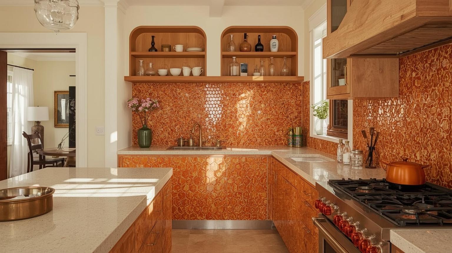 Patterned Orange Tiles