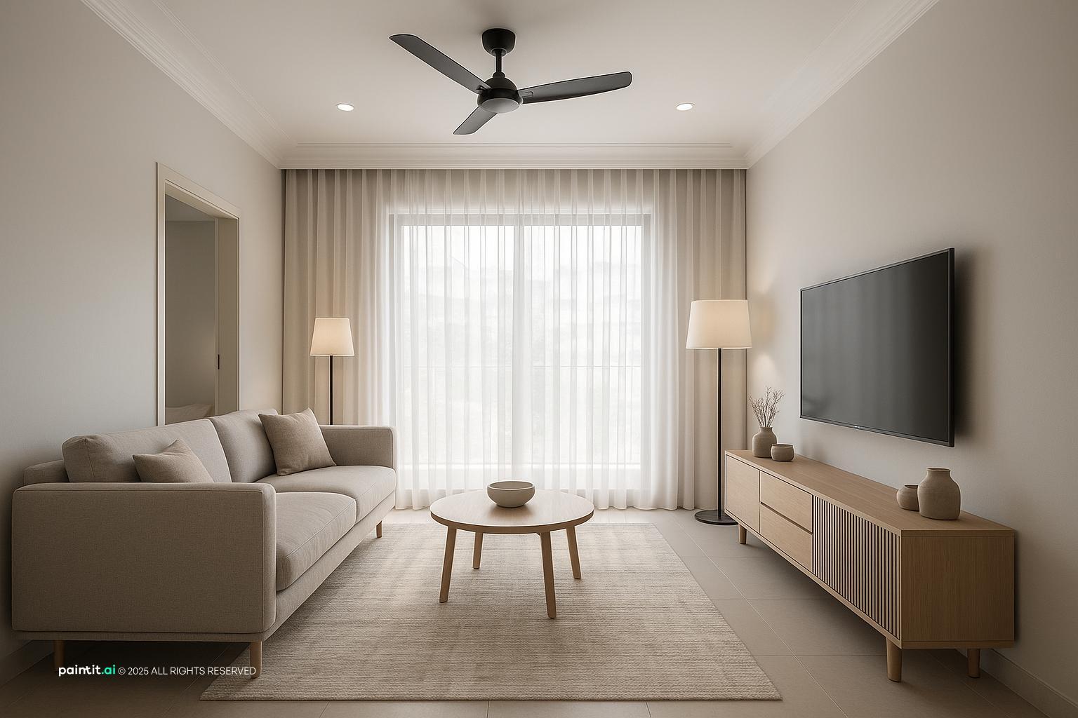 Zebra Shades Living Room - Modern Window Treatments | Paintit.ai - 30