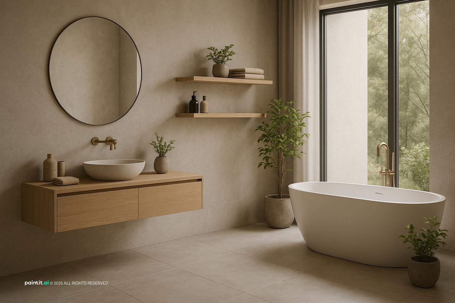 Light Wood Minimalist Bathroom for Muji Style Interior Design