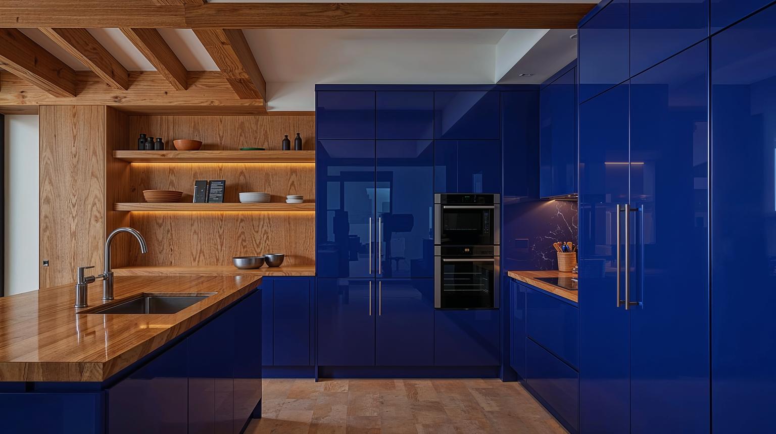 Bold Royal Blue with Wood Accents